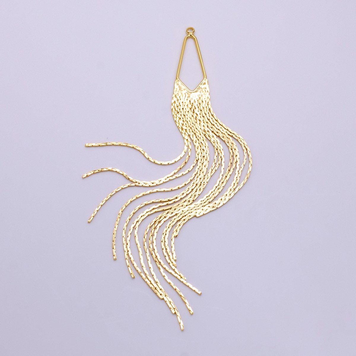 14K Gold Filled Long Wavy Earring Drop Charm Waterfall Earring | K-751