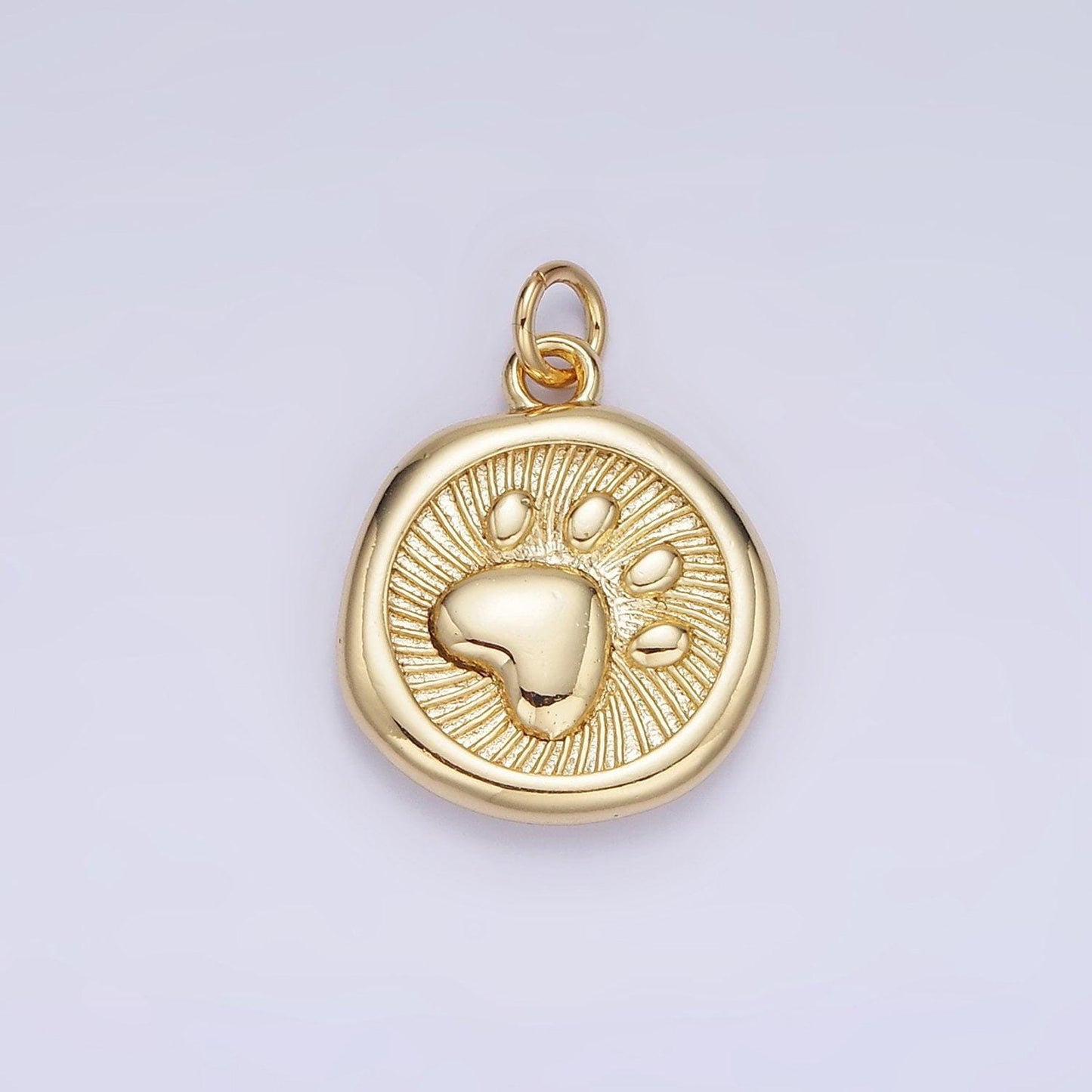 14k gold filled coin charm with paw print gold & silver| ag-639