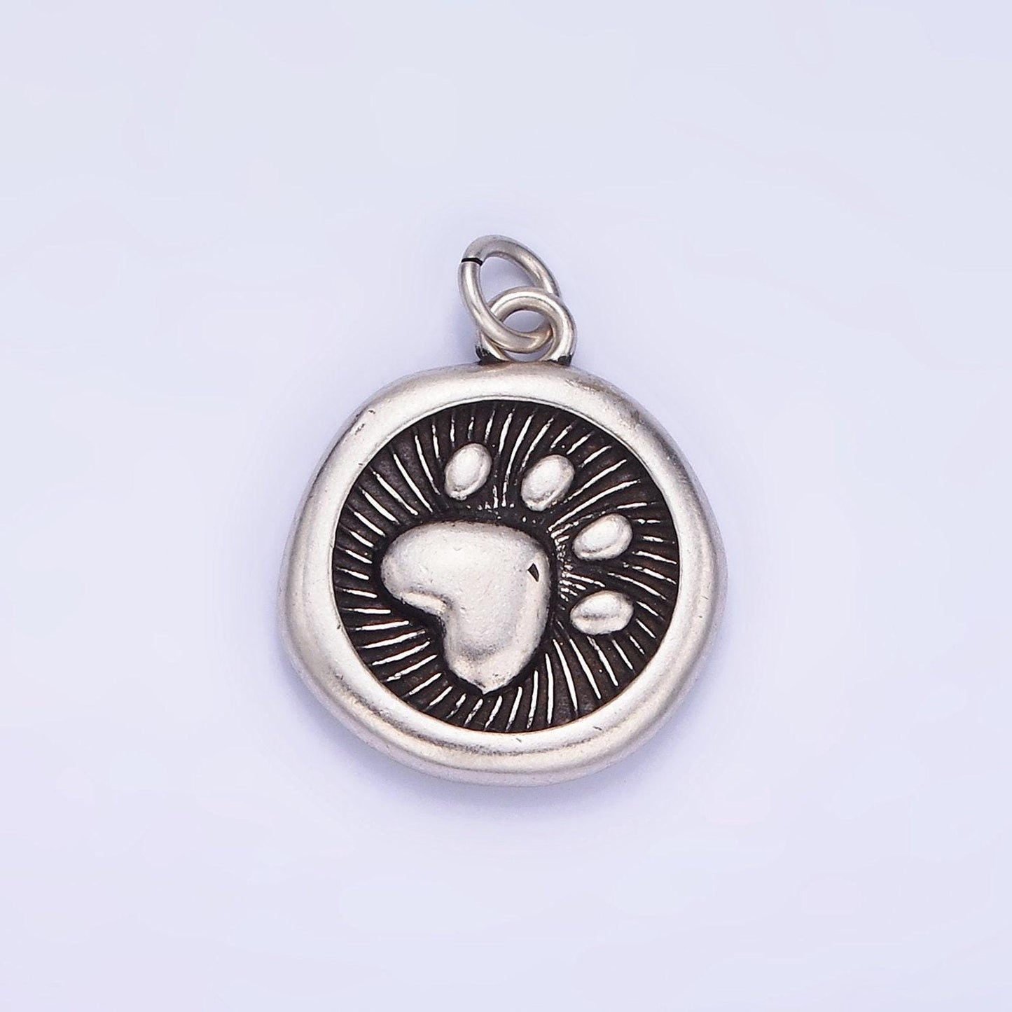 14k gold filled coin charm with paw print gold & silver| ag-639