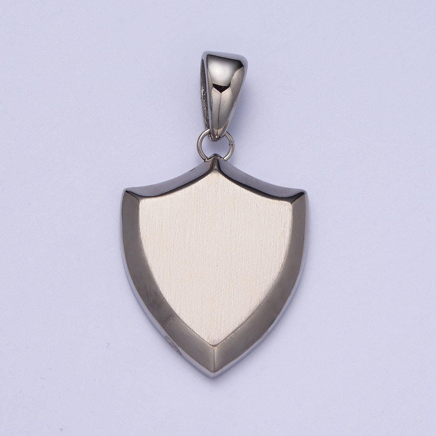 Shield pendant necklace stainless steel minimalist stylish necklace keychain lobster claw component for personalized jewelry making j432
