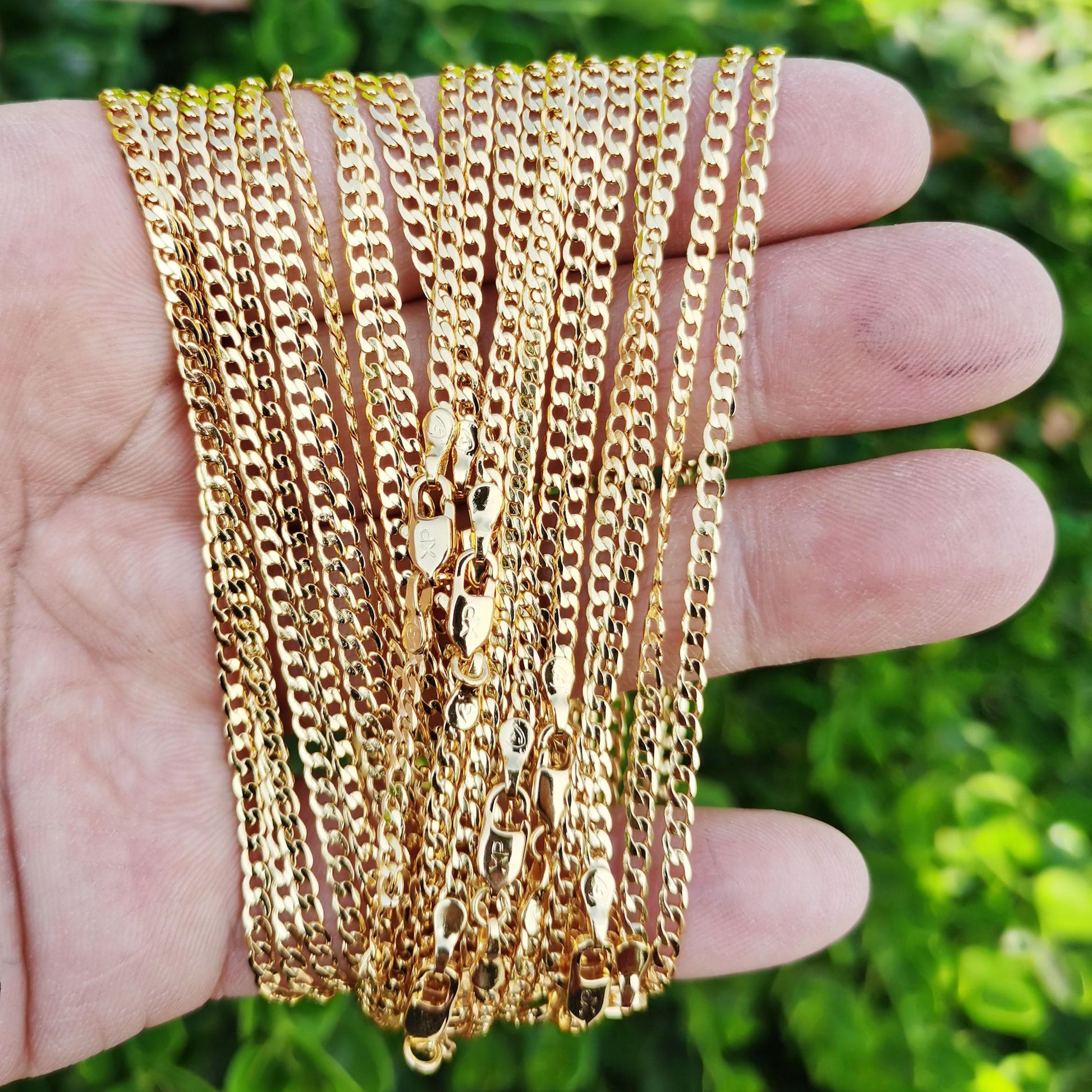 1pc 19.6'' ready to use 24k gold cuban curb necklace chain, layering curb chain necklace, lobster clasp, width is 2.5mm,ch-883