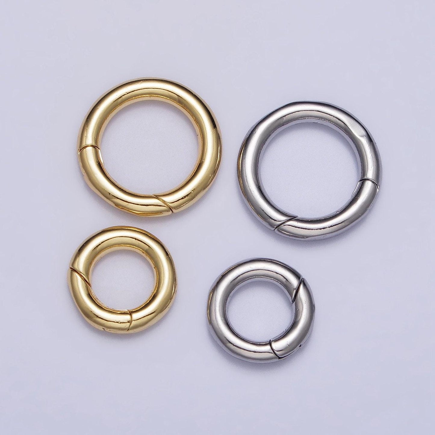 Dainty gold spring gate ring, push gate ring 10, 15 mm round circle ring charm holder gold clasp for jewelry clasp z-340