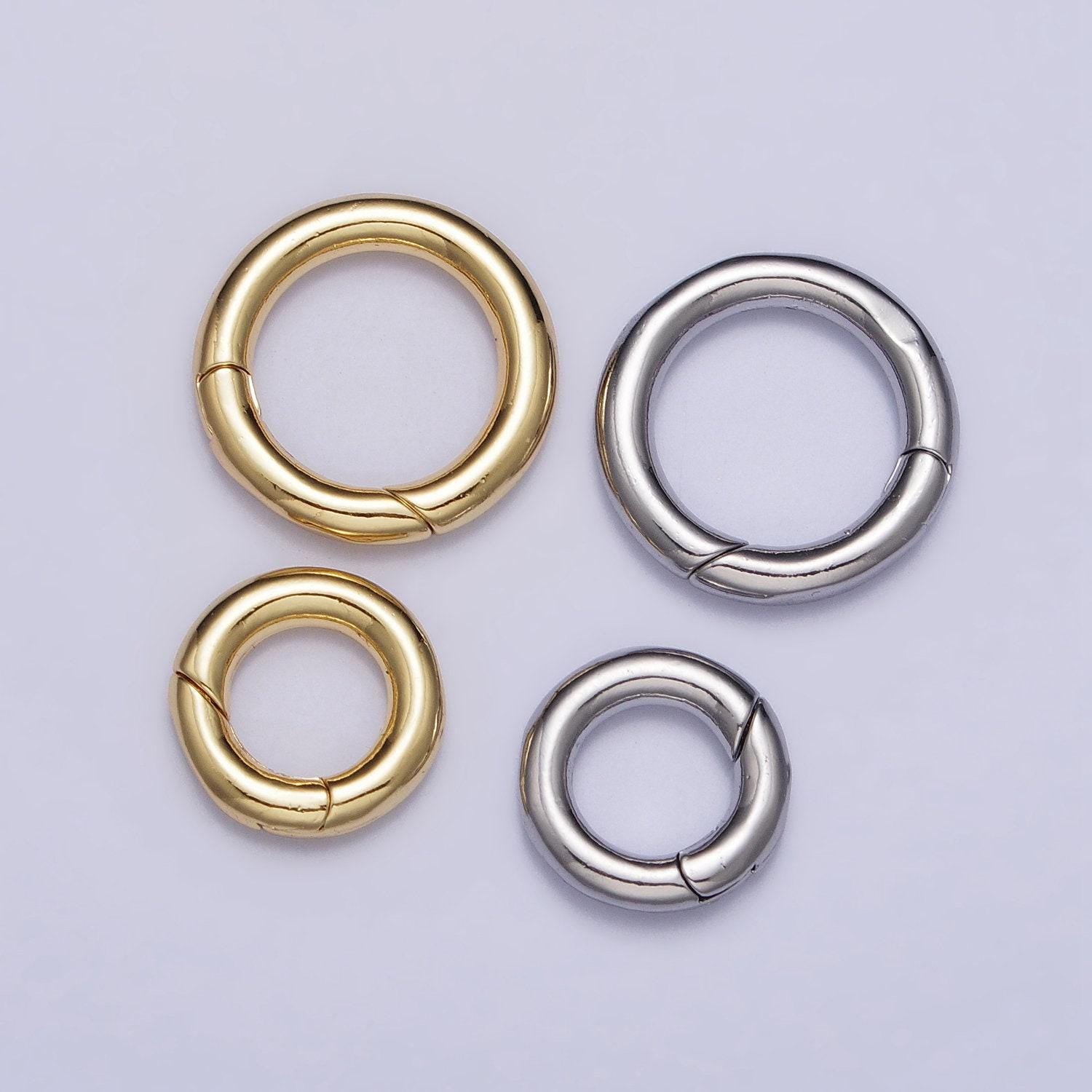 Dainty gold spring gate ring, push gate ring 10, 15 mm round circle ring charm holder gold clasp for jewelry clasp z-340
