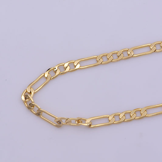 1pc 18.0'', 3.6mm ready to use gold figaro necklace chain, layering figaro chain dainty necklace, perfect for pendant charm necklace, 369