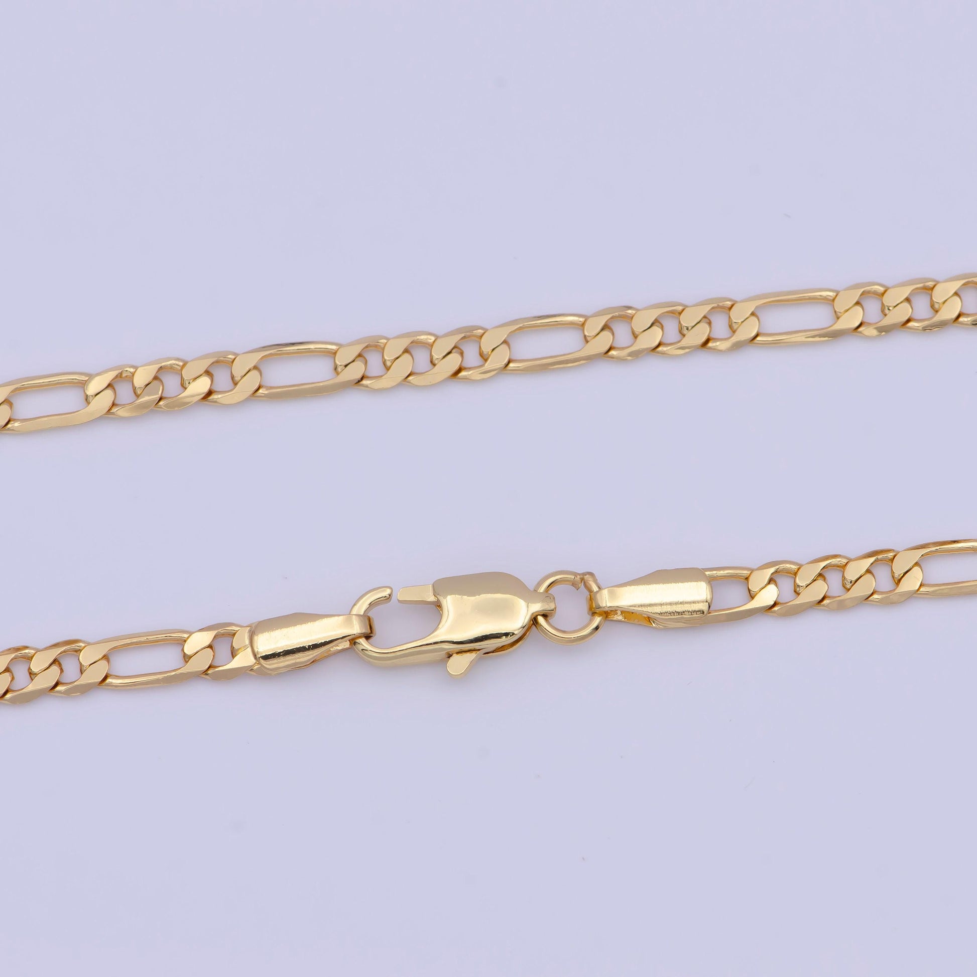 3.2mm gold figaro link necklace, 24k gold filled 17.8" figaro chain ready to wear necklace | wa-1144