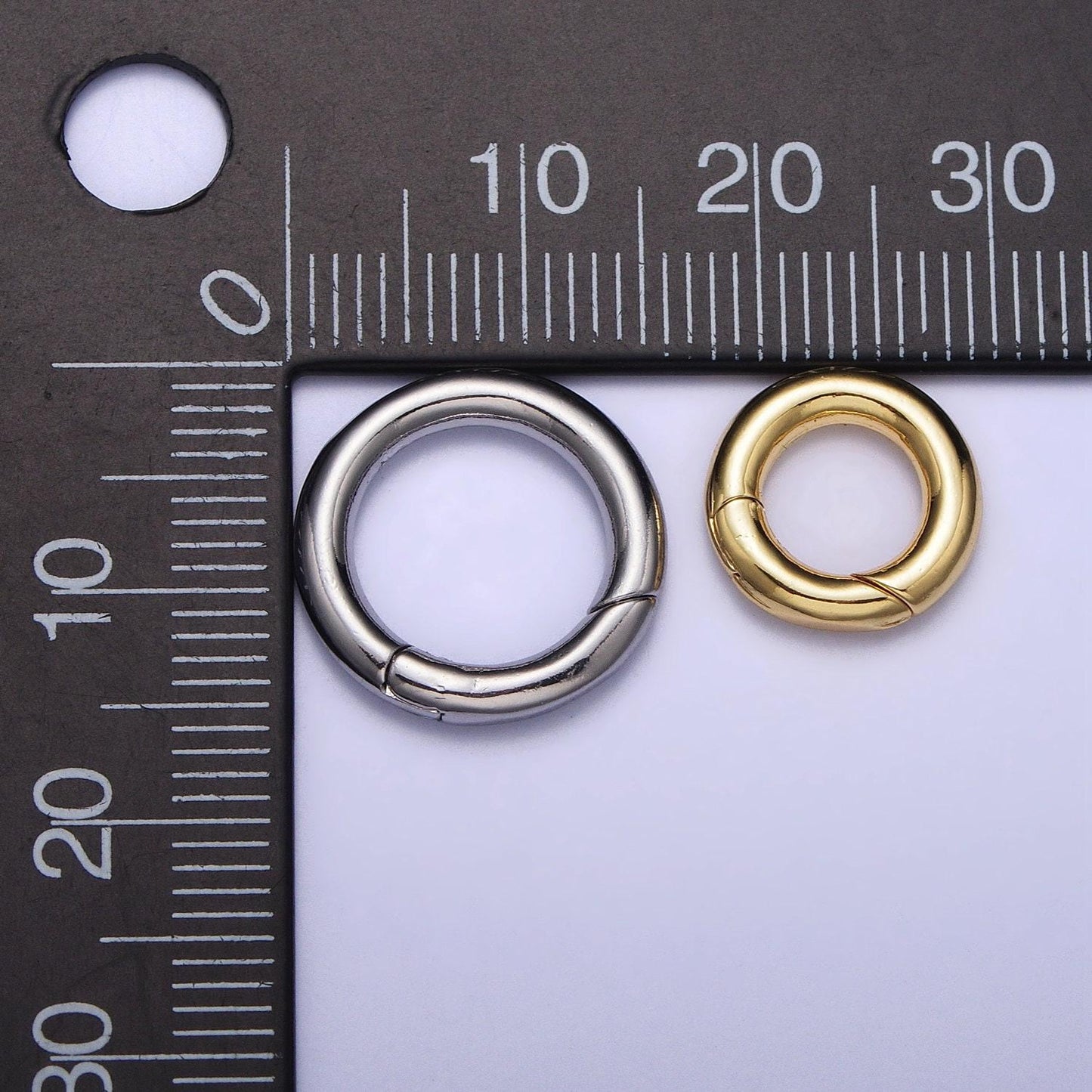 Dainty gold spring gate ring, push gate ring 10, 15 mm round circle ring charm holder gold clasp for jewelry clasp z-340