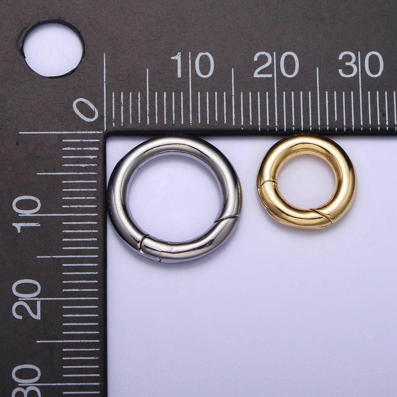 Dainty gold spring gate ring, push gate ring 10, 15 mm round circle ring charm holder gold clasp for jewelry clasp z-340