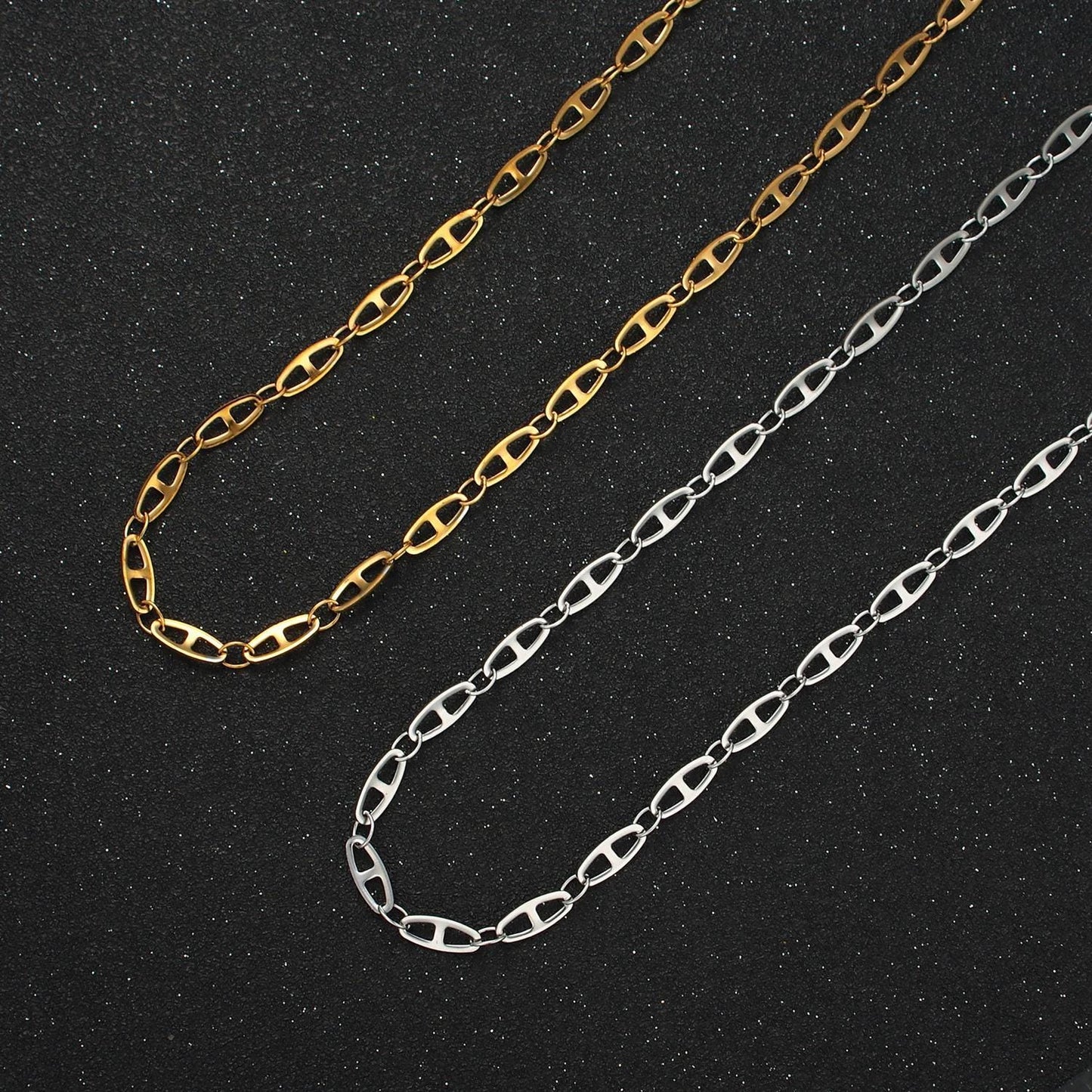 20 inch anchor mariner stainless steel chain necklace in gold & silver | wa-2592 wa-2593
