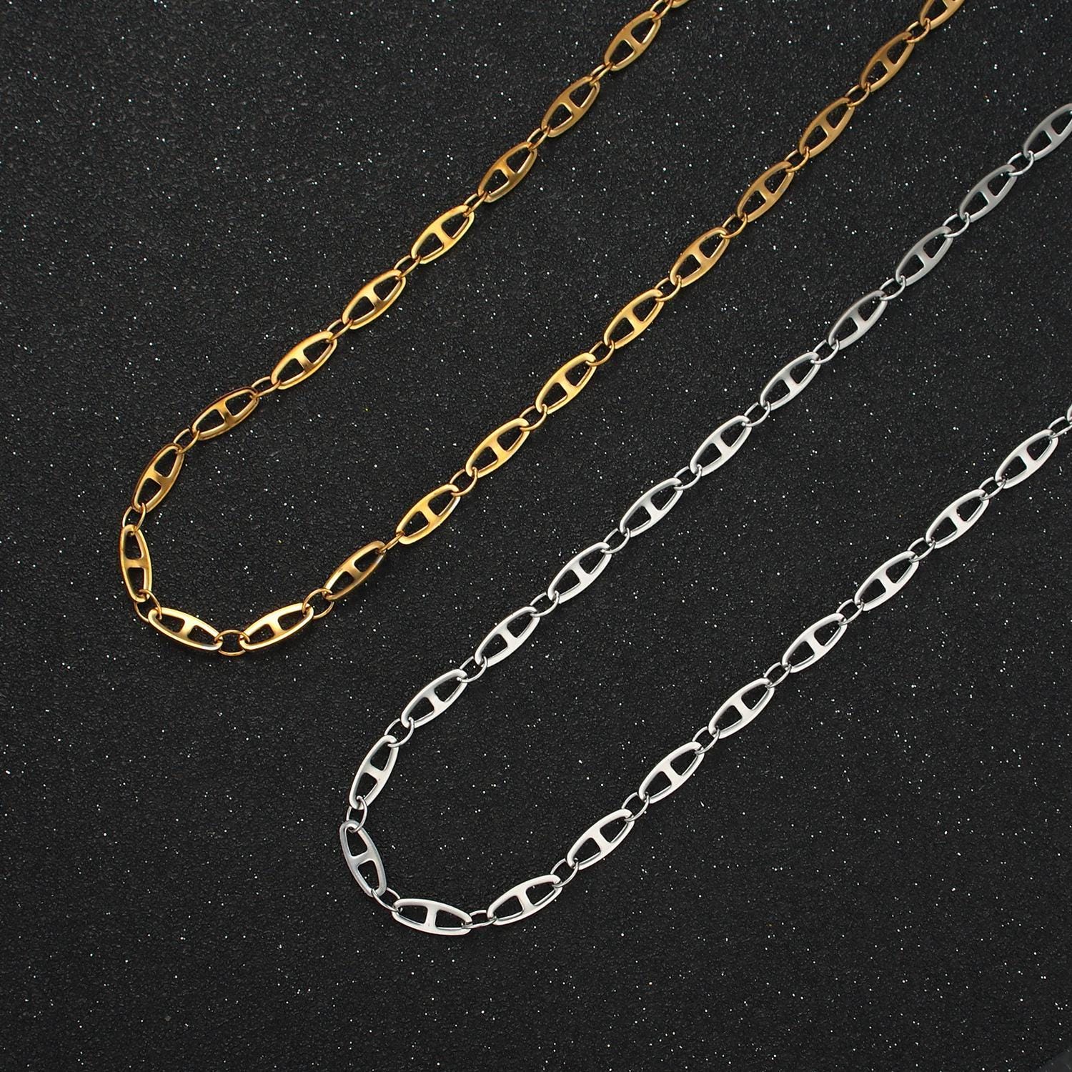 20 inch anchor mariner stainless steel chain necklace in gold & silver | wa-2592 wa-2593