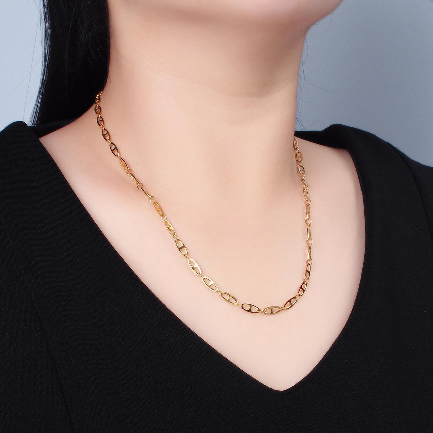 20 inch anchor mariner stainless steel chain necklace in gold & silver | wa-2592 wa-2593