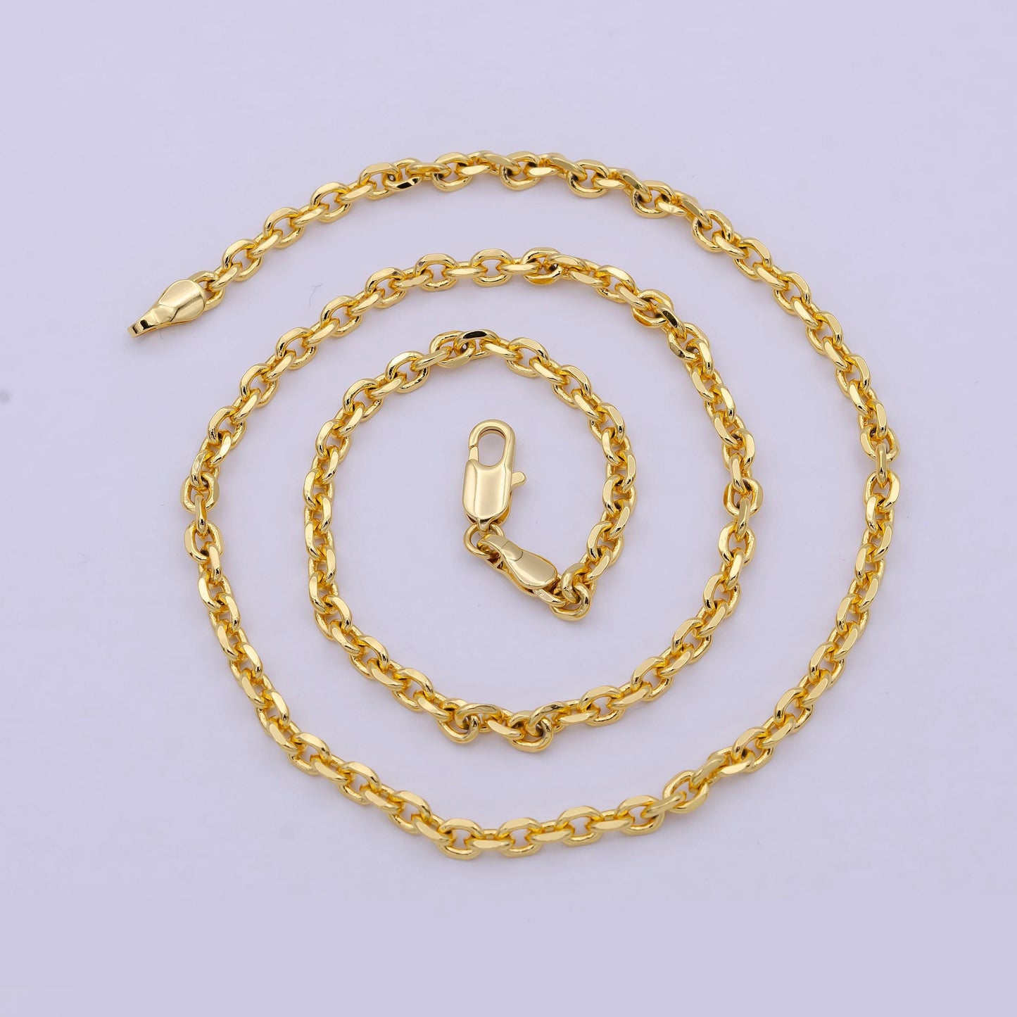 Thick 3.26 mm cable chain | gold filled cable necklace | unisex men woman necklace 17.7 inch wa-796