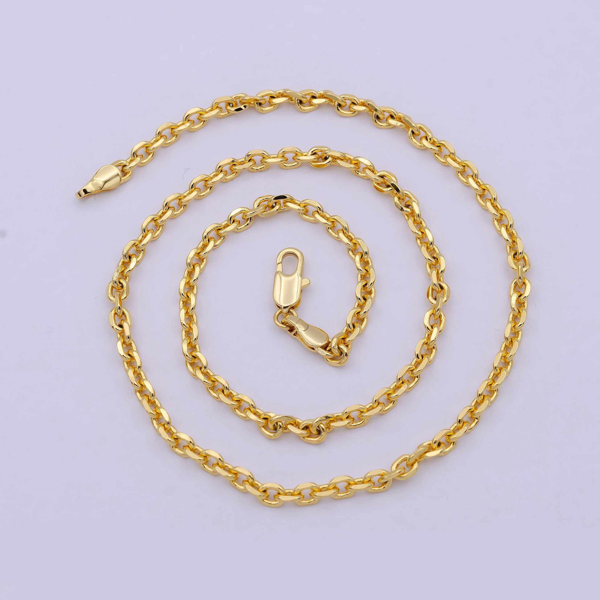 Thick 3.26 mm cable chain | gold filled cable necklace | unisex men woman necklace 17.7 inch wa-796
