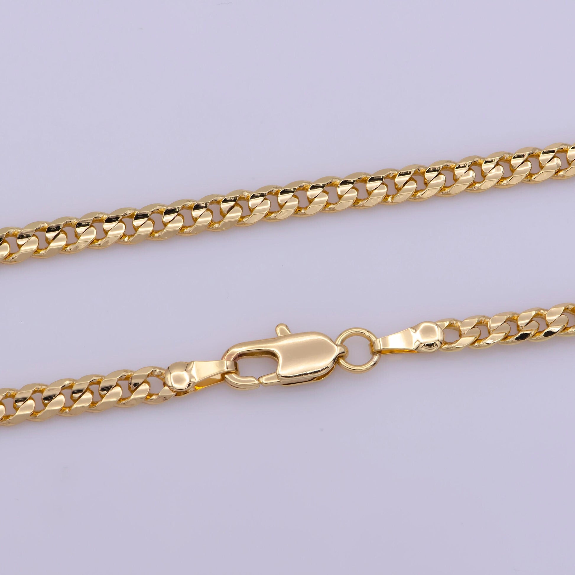 1pc 17.7", 2,2mm ready to use gold cuban curb necklace chain,layering curb chain bold necklace, for pendant charm necklace, wa-382