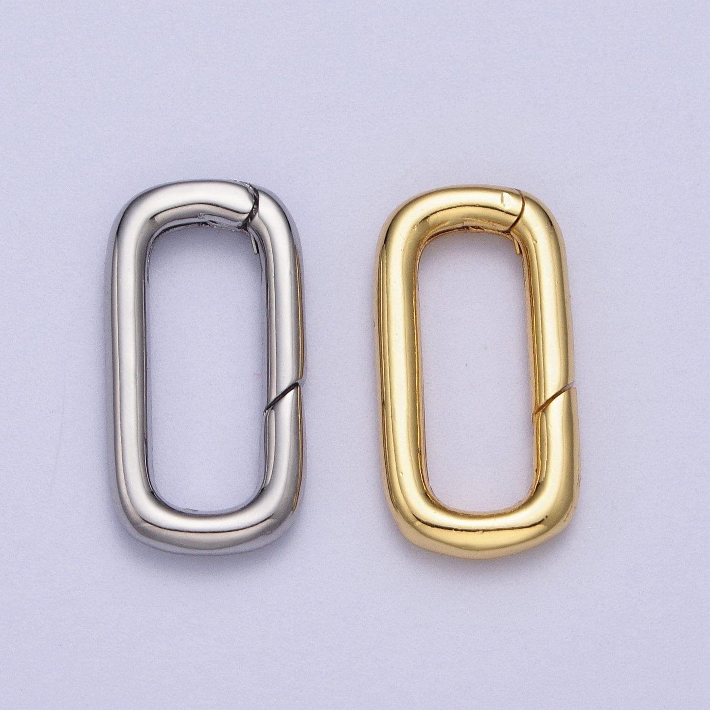 Dainty gold push in oval clasp for charm holder clasp pendants, 19.2 x 9.9mm silver clasp enhancer necklace component z-046