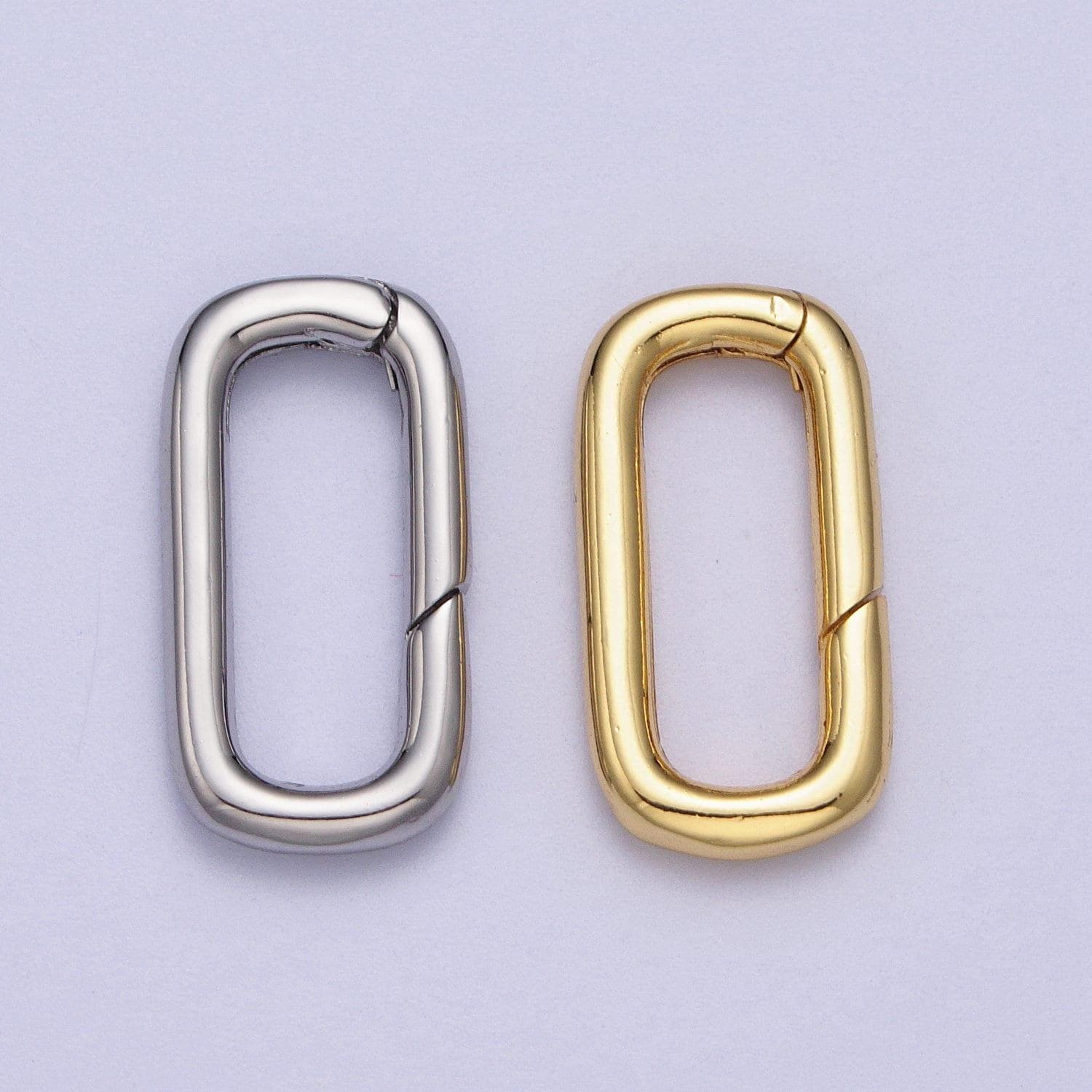Dainty gold push in oval clasp for charm holder clasp pendants, 19.2 x 9.9mm silver clasp enhancer necklace component z-046