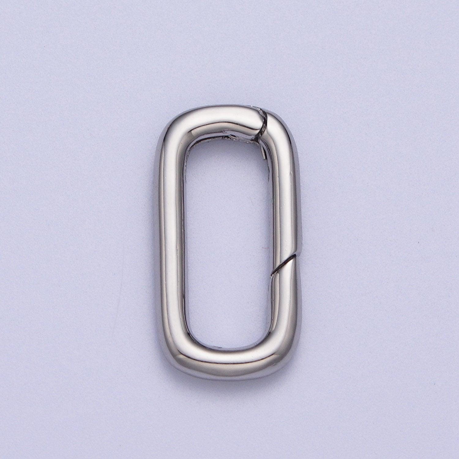 Dainty gold push in oval clasp for charm holder clasp pendants, 19.2 x 9.9mm silver clasp enhancer necklace component z-046