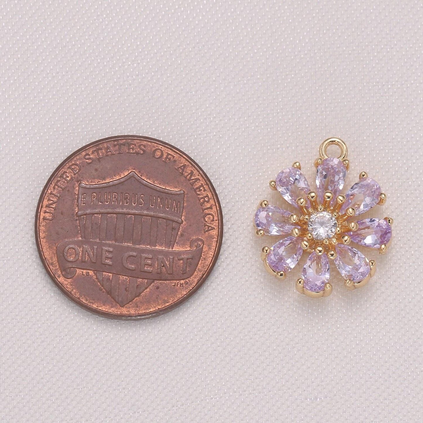 Dainty pink purple daisy flower cubic zirconia cz charm pendant floral nature charm bracelet necklace earring supply - 962