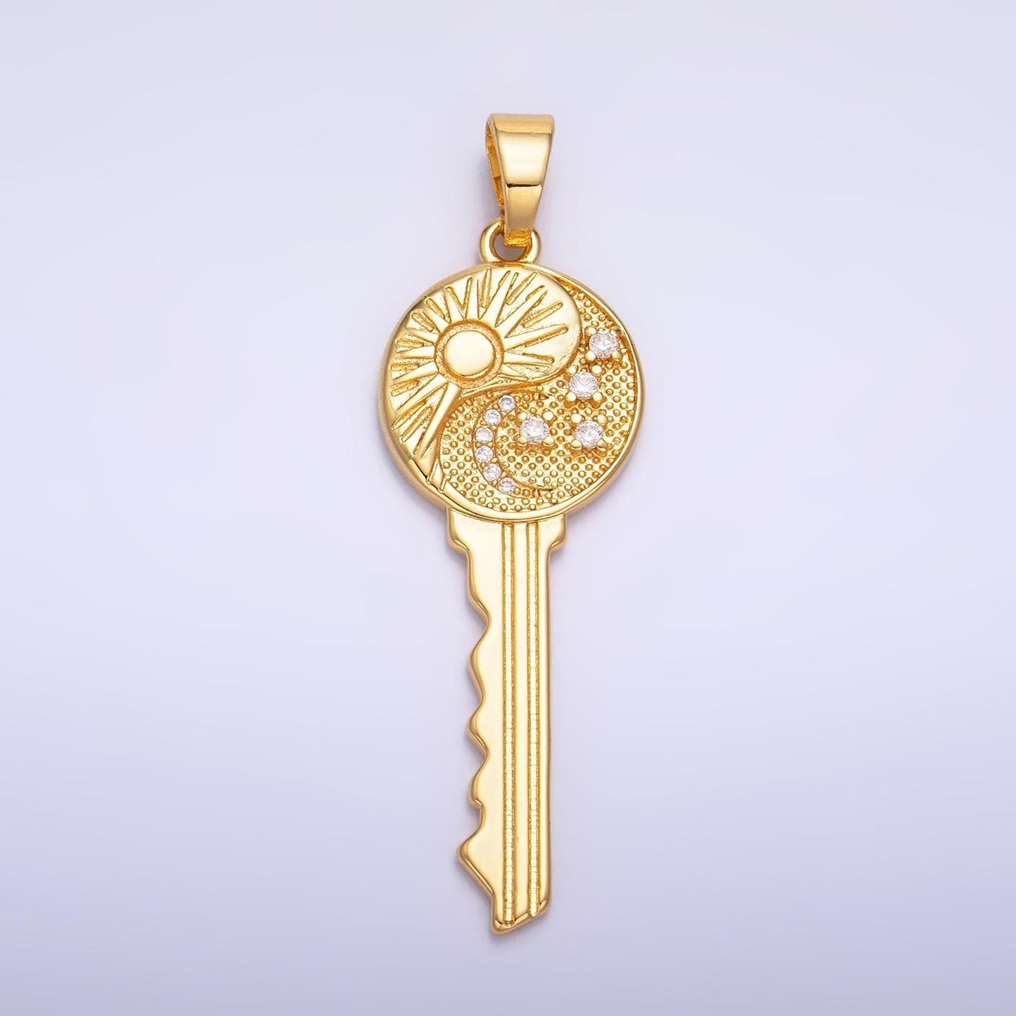 Dainty gold celestial key charm sun moon star pendant for diy jewelry aa1061