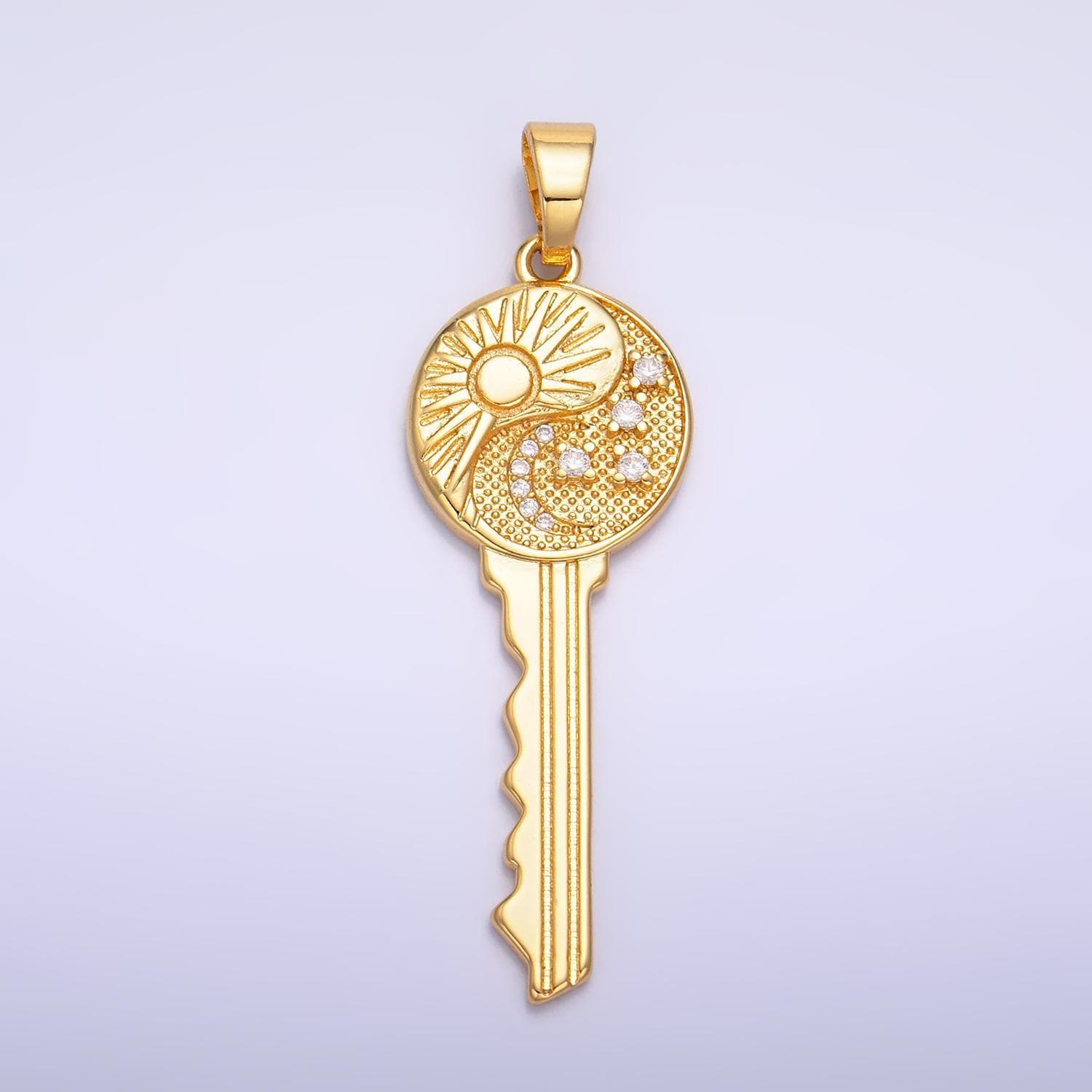 Dainty gold celestial key charm sun moon star pendant for diy jewelry aa1061