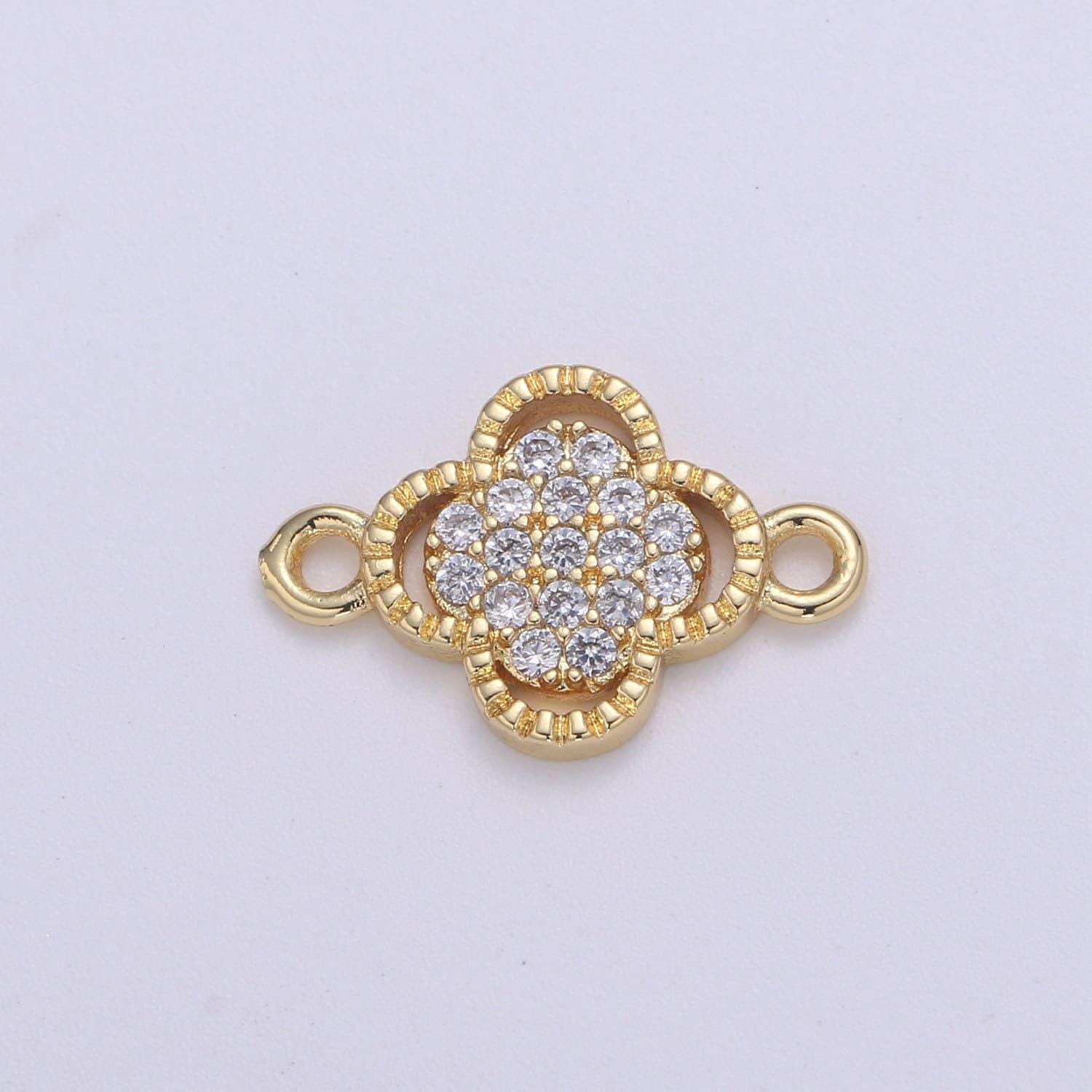 14k gold filled connectors, lucky charm connector cubic jewelry craft supply link connector shamrock bracelet necklace f603