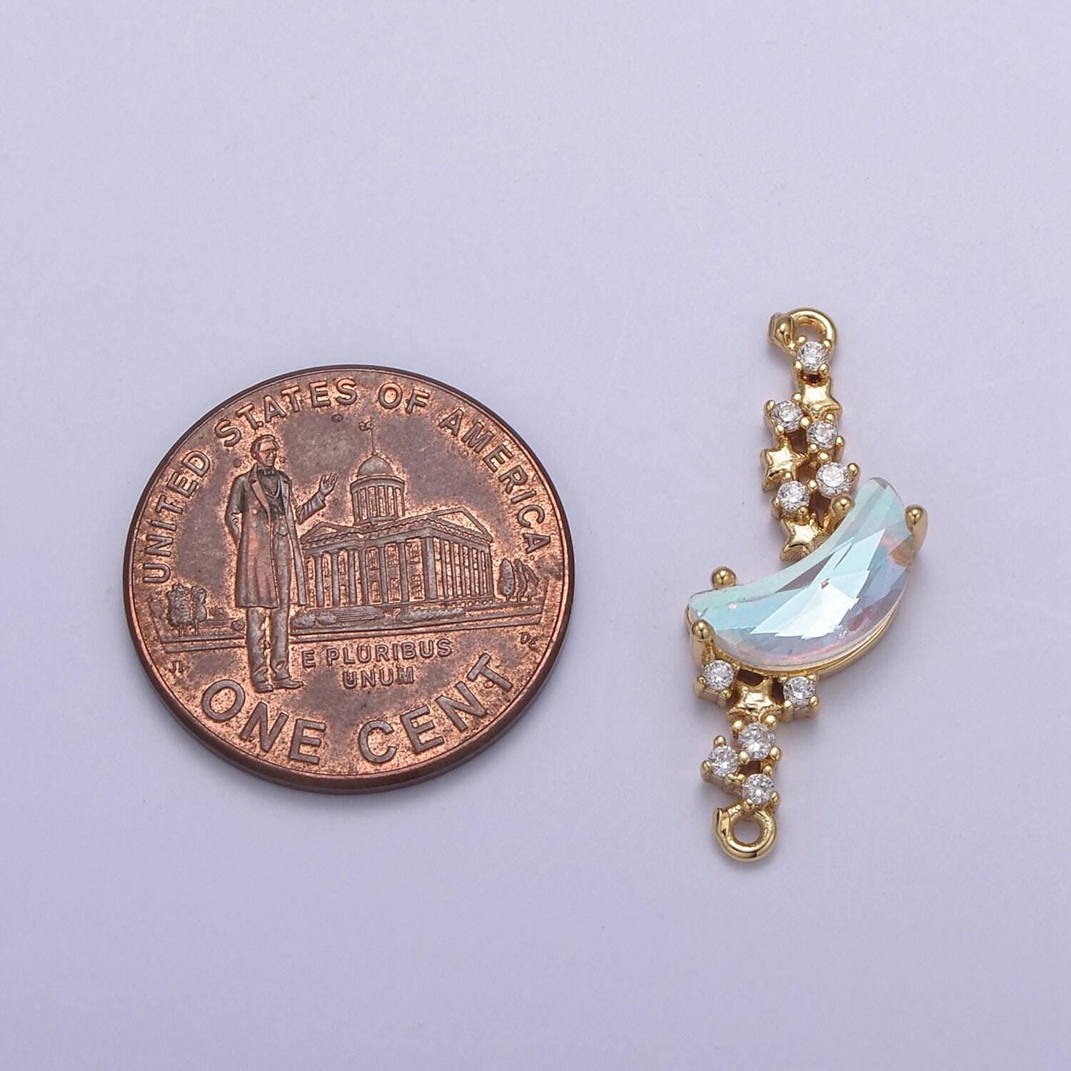 Crescent moon charm connector for celestial bracelet necklace component f-801