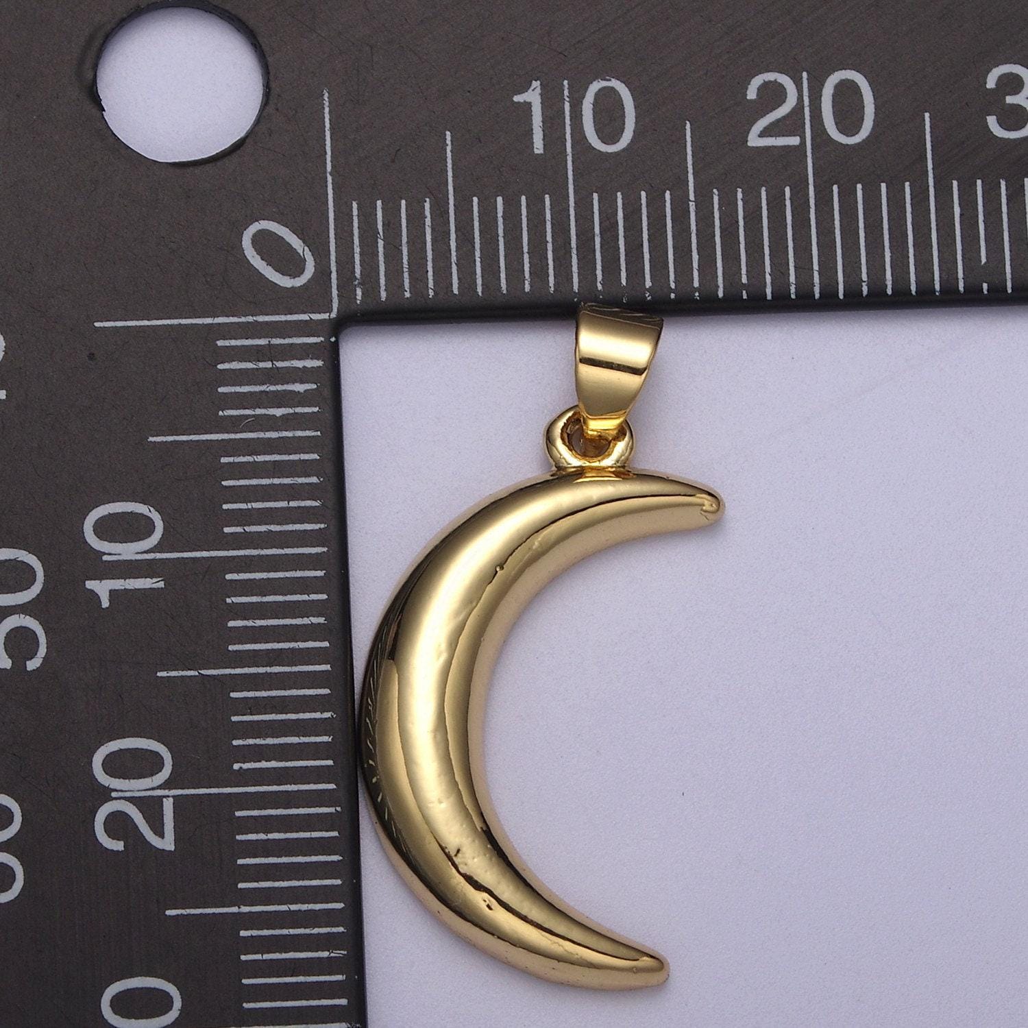 Gold moon charm, dainty crescent moon add a charm on necklace or bracelet, celestial jewelry, light pendant h-170
