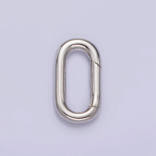 Wholesale mini oval silver enhancer charm holder s925 sterling silver push gate clasp multi charm holder for jewelry making supply sl372