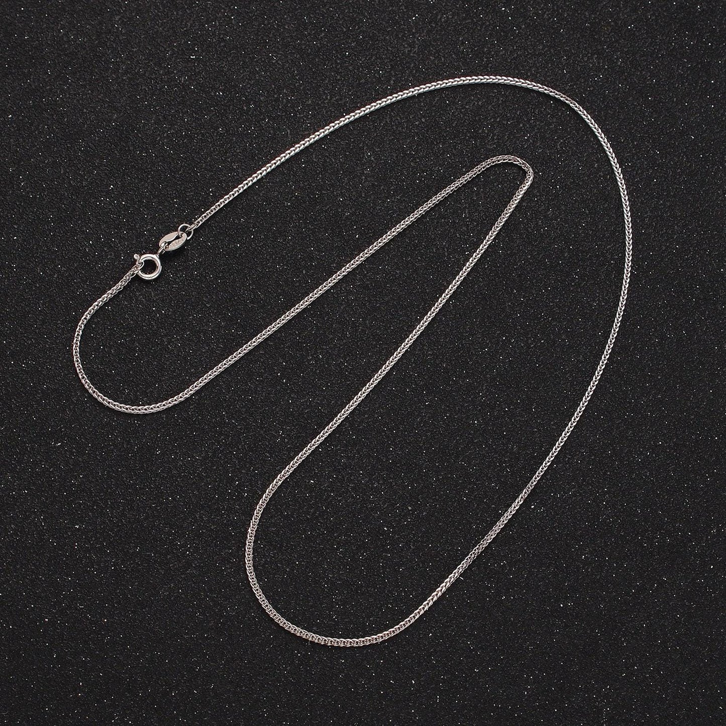 S925 sterling silver 0.8mm dainty wheat chain 18.5 inch long silver chain necklace | wa-2161