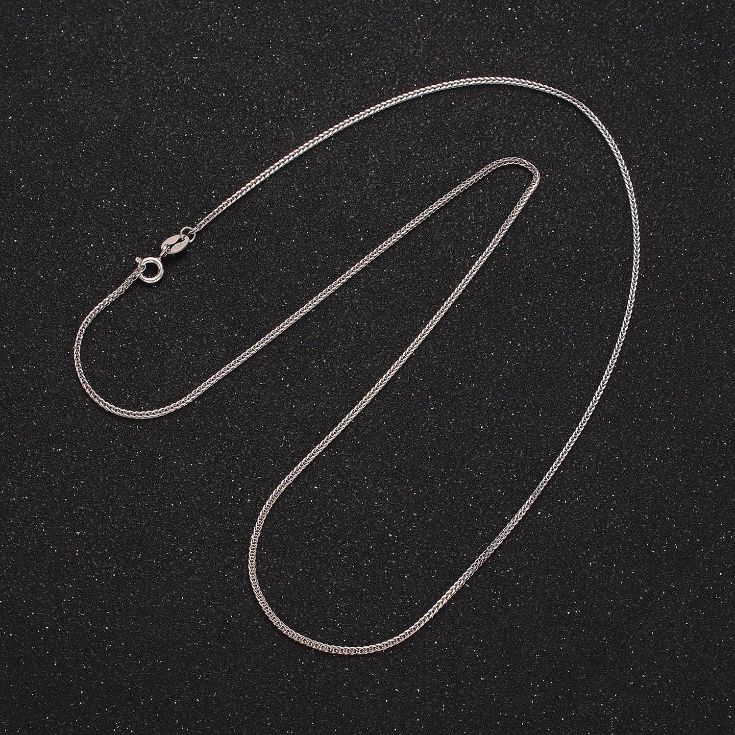 S925 sterling silver 0.8mm dainty wheat chain 18.5 inch long silver chain necklace | wa-2161
