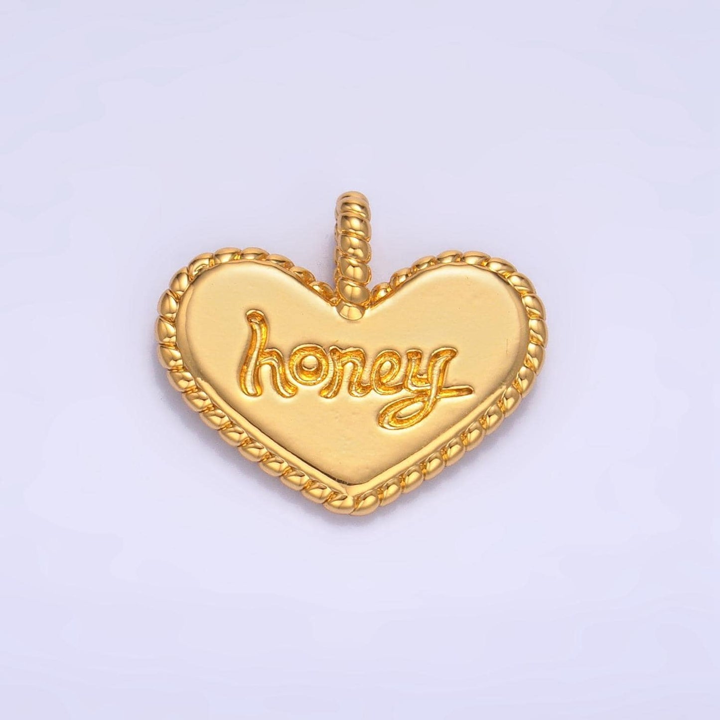 24k gold filled honey heart charm with twisted rope bezel pendant | aa1034