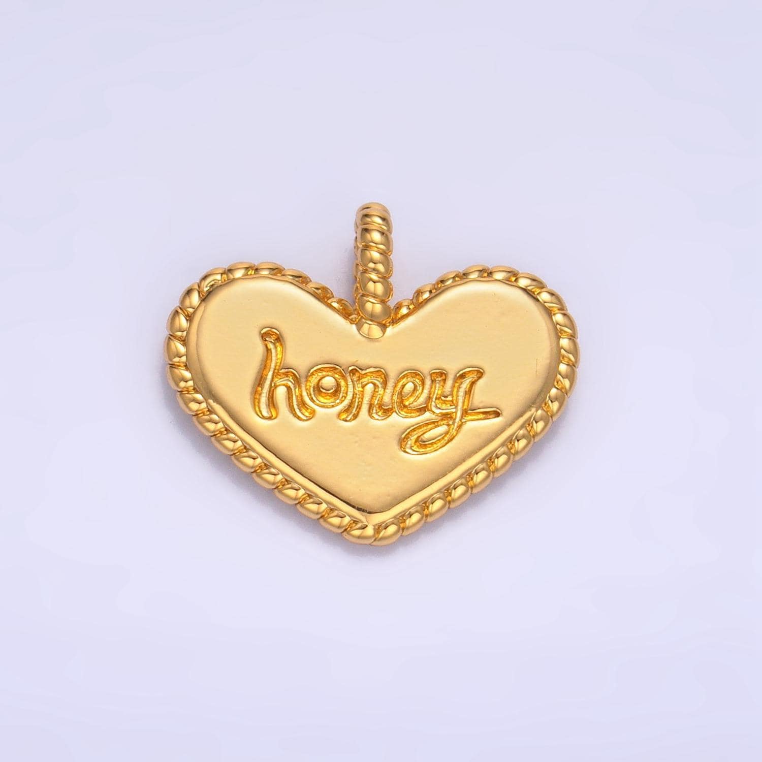 24k gold filled honey heart charm with twisted rope bezel pendant | aa1034