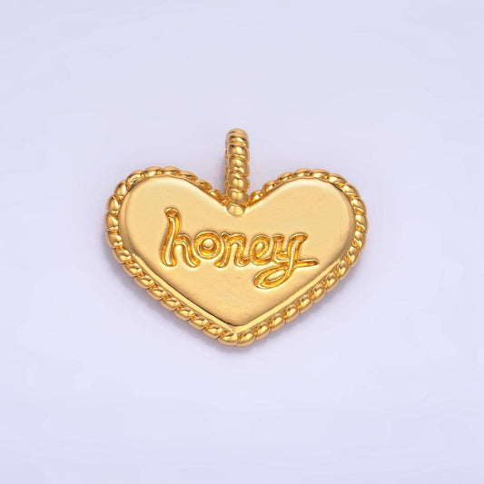 24k gold filled honey heart charm with twisted rope bezel pendant | aa1034
