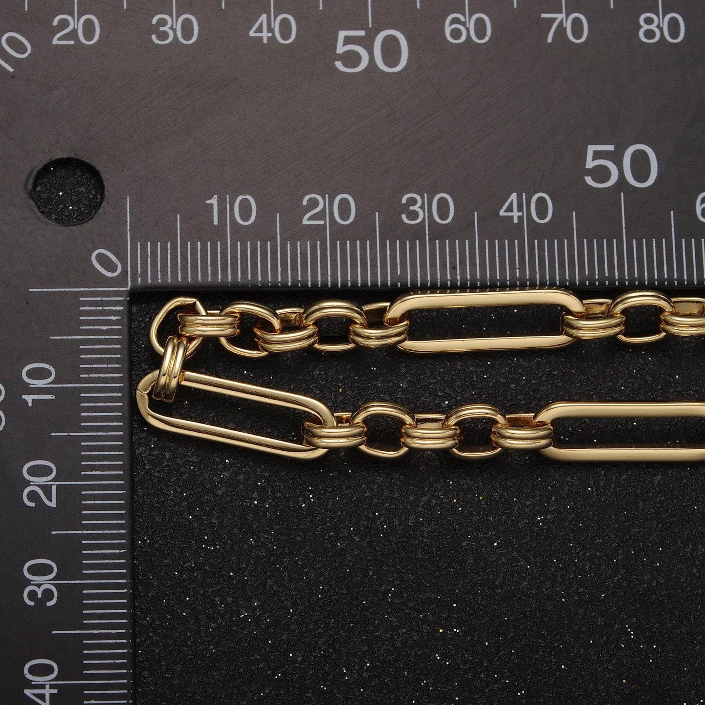 24k gold filled paper clip chain with cable link, approx. 6mm width chain by yard, wholesale bulk roll chain for jewelry making, 656