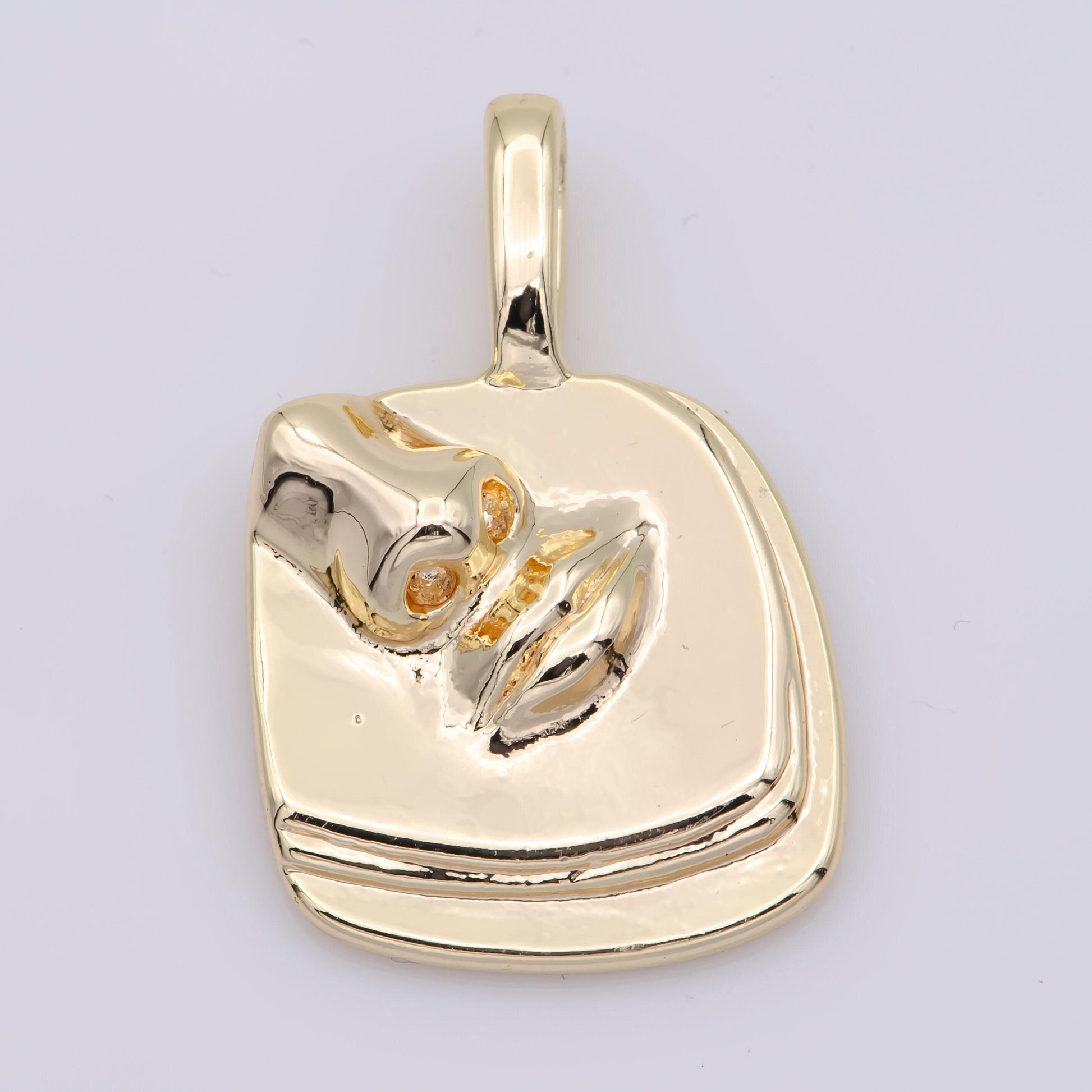 14k gold filled face portrait cameo woman charm | j925