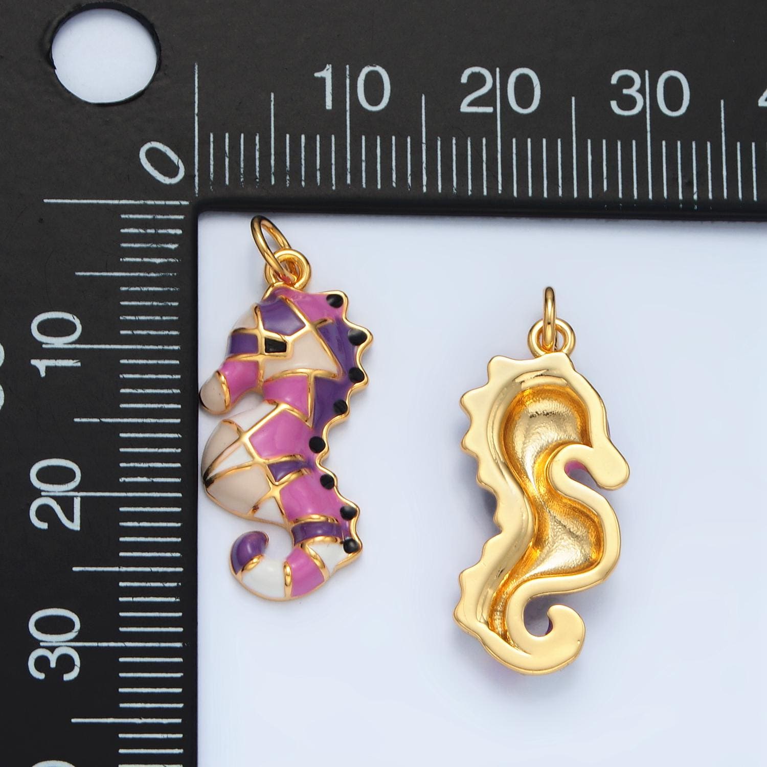 14k gold filled multicolor enamel sea horse kids animal charm | ac-173