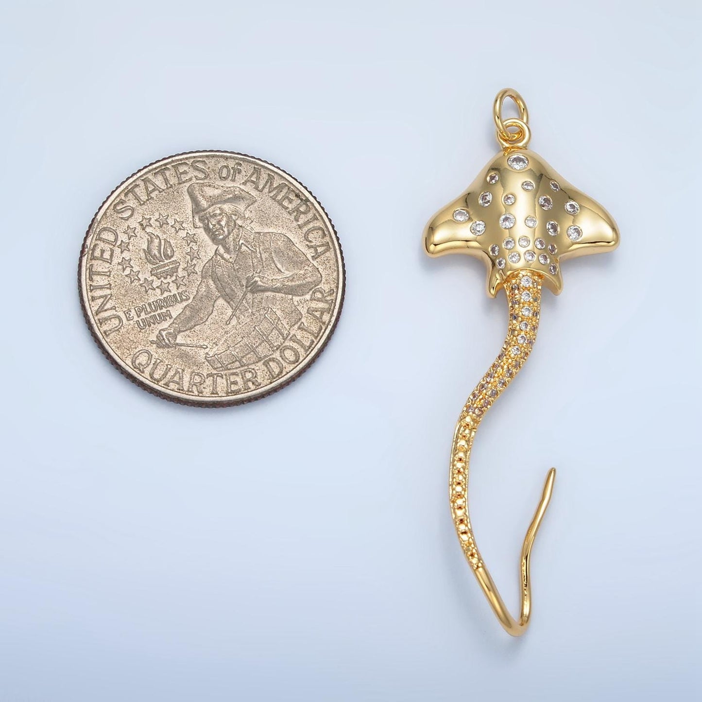 14k gold filled long tail stingray cz micro paved pendant | ag-884