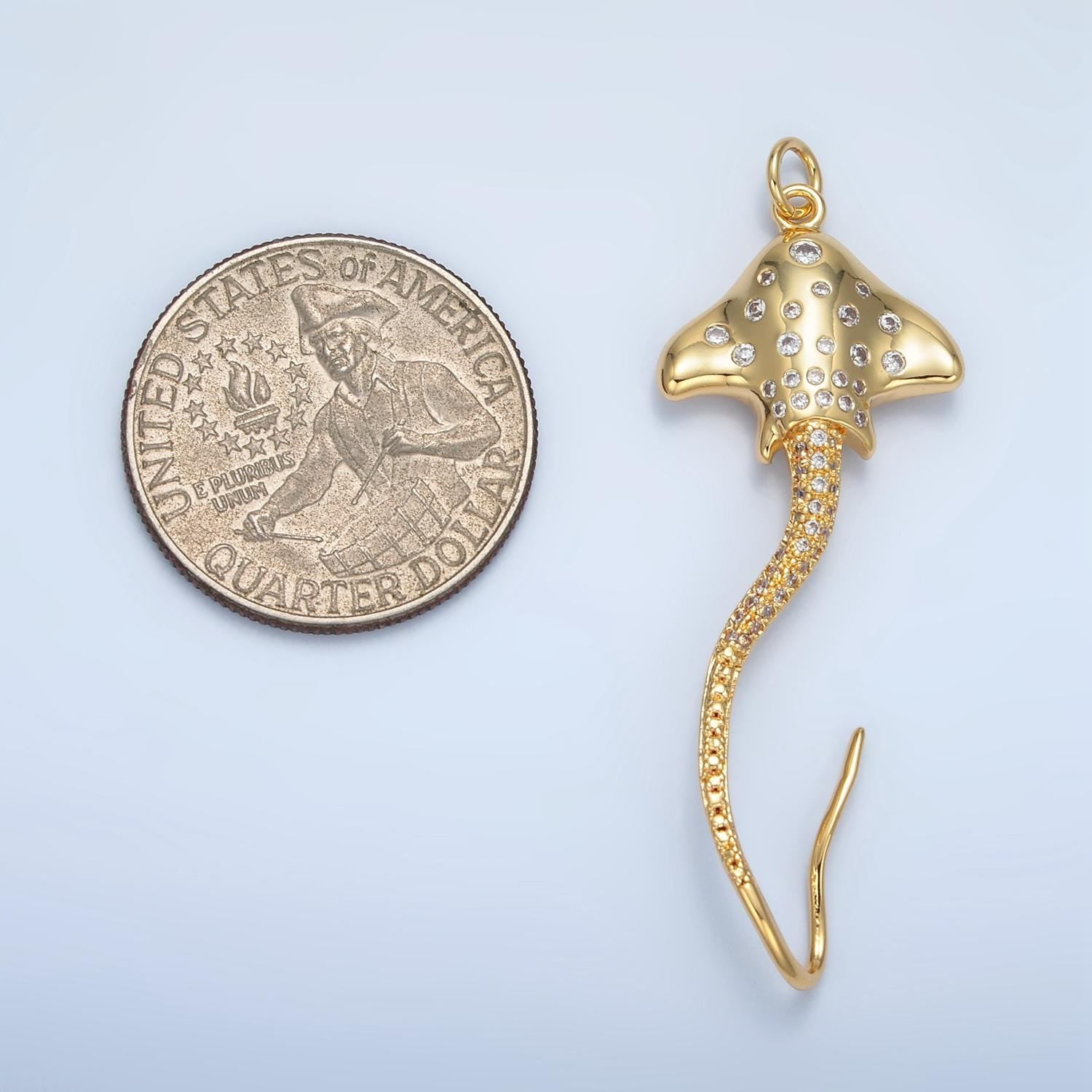 14k gold filled long tail stingray cz micro paved pendant | ag-884