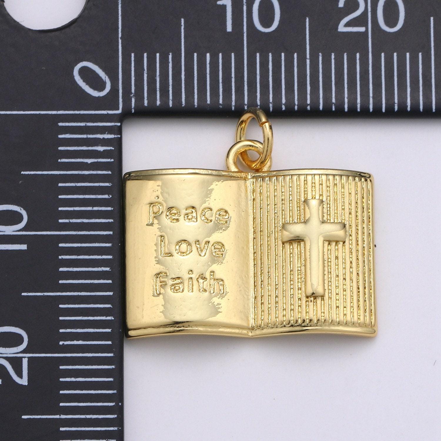 14k gold filled holy bible charm encouraging word charm peace love faith for bible study small group jewelry christmas gift