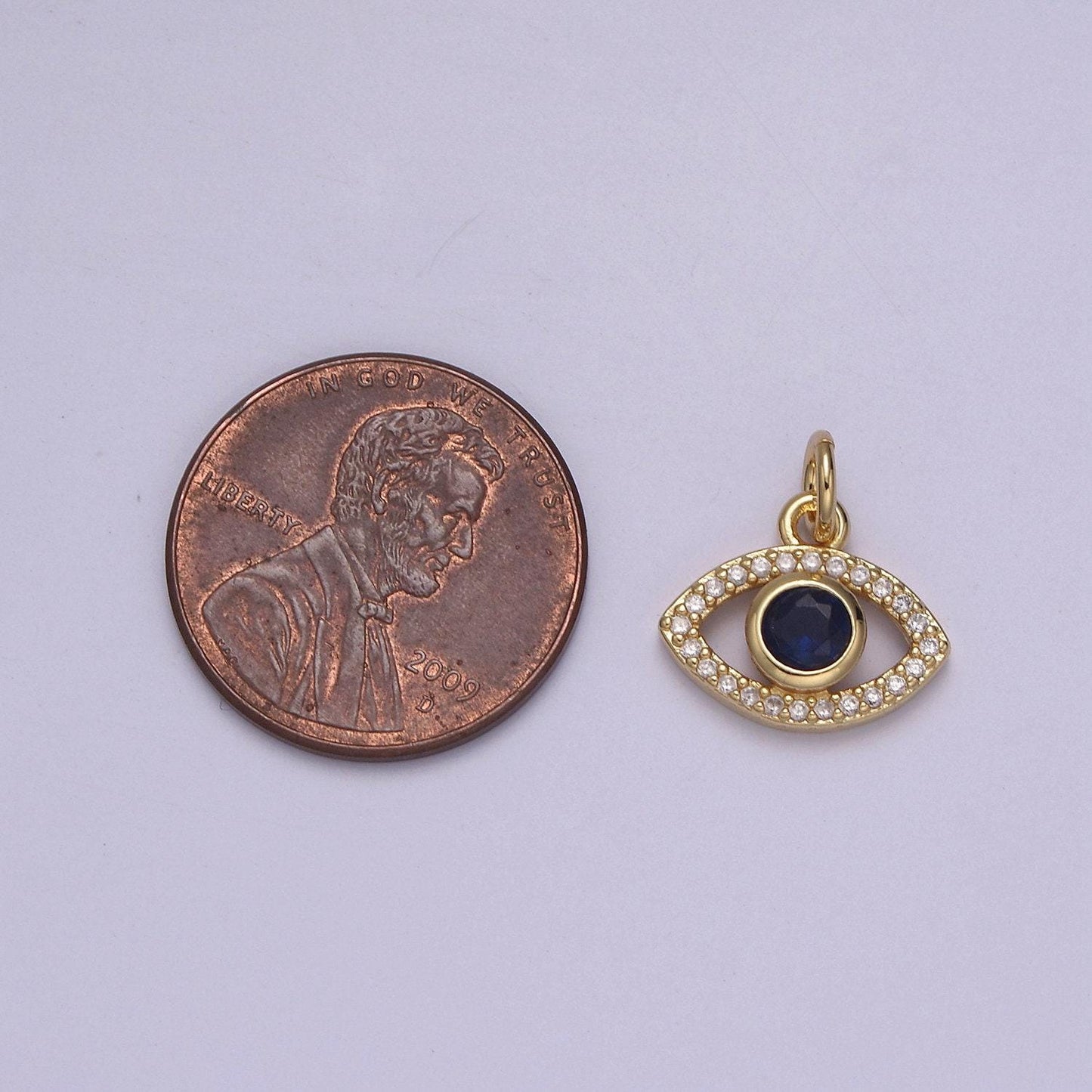 Dainty gold evil eye charm, micro pave blue evil eye pendant mini charm for diy add on bracelet earring minimalist necklace | n-917