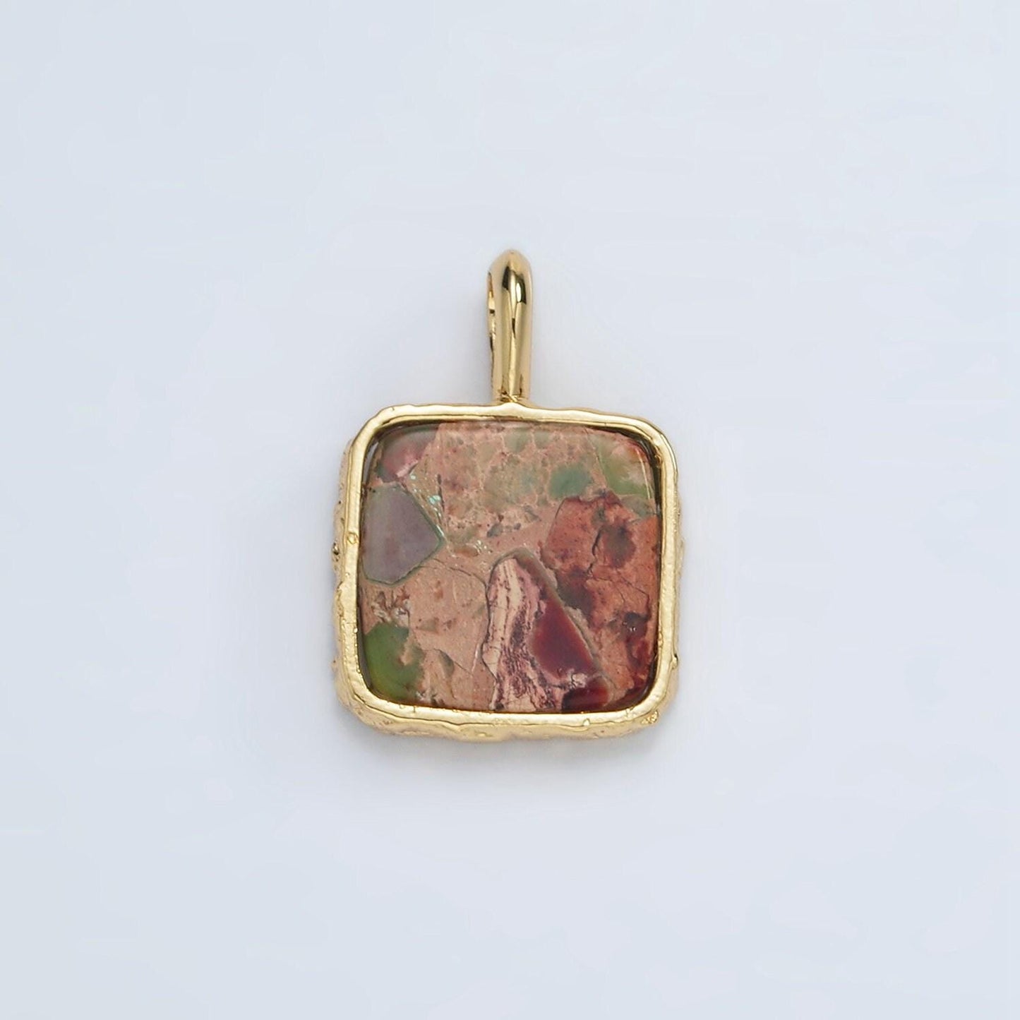 24k gold filled 18mm square natural gemstone pendant | aa1358-aa1364