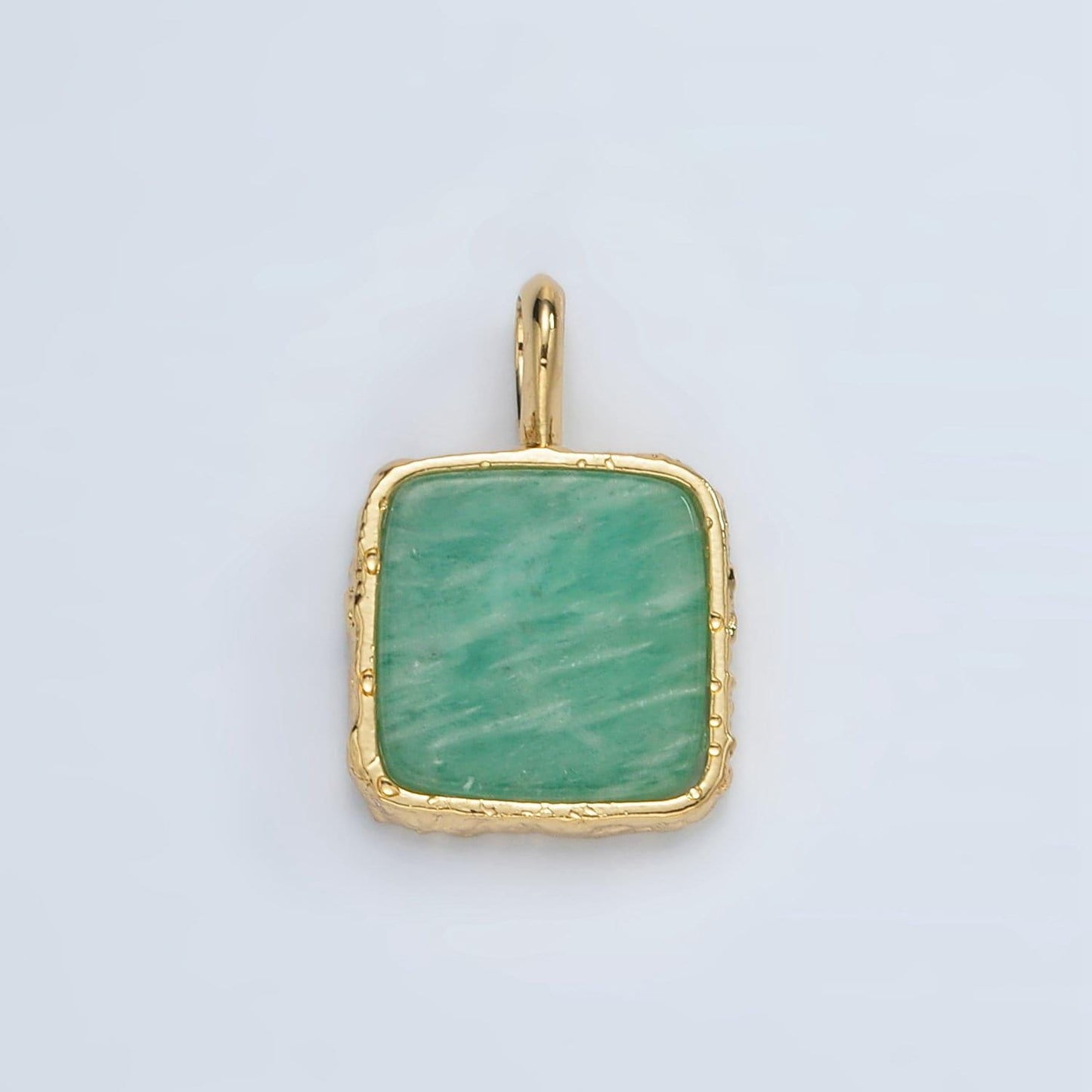 24k gold filled 18mm square natural gemstone pendant | aa1358-aa1364