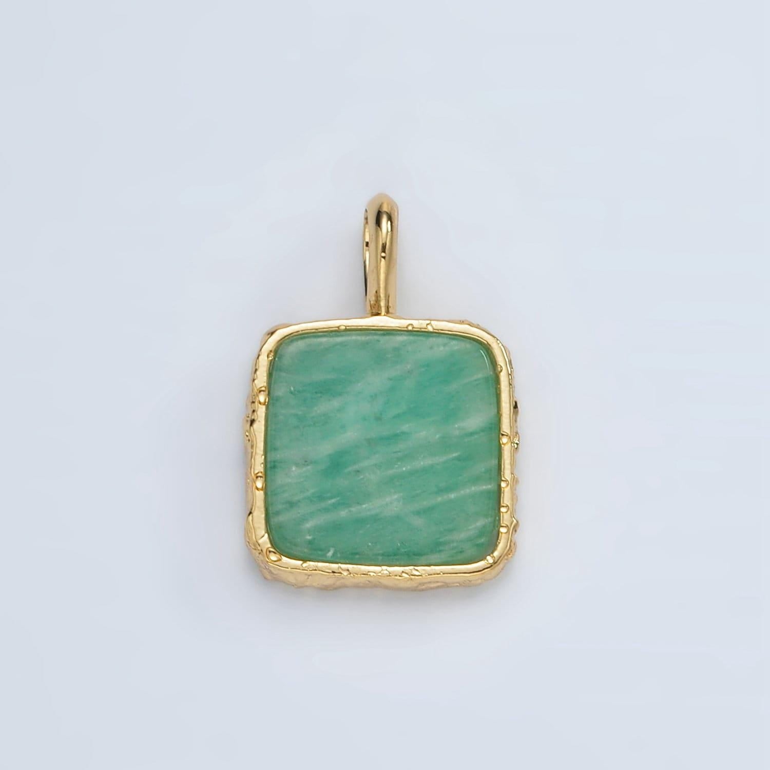 24k gold filled 18mm square natural gemstone pendant | aa1358-aa1364