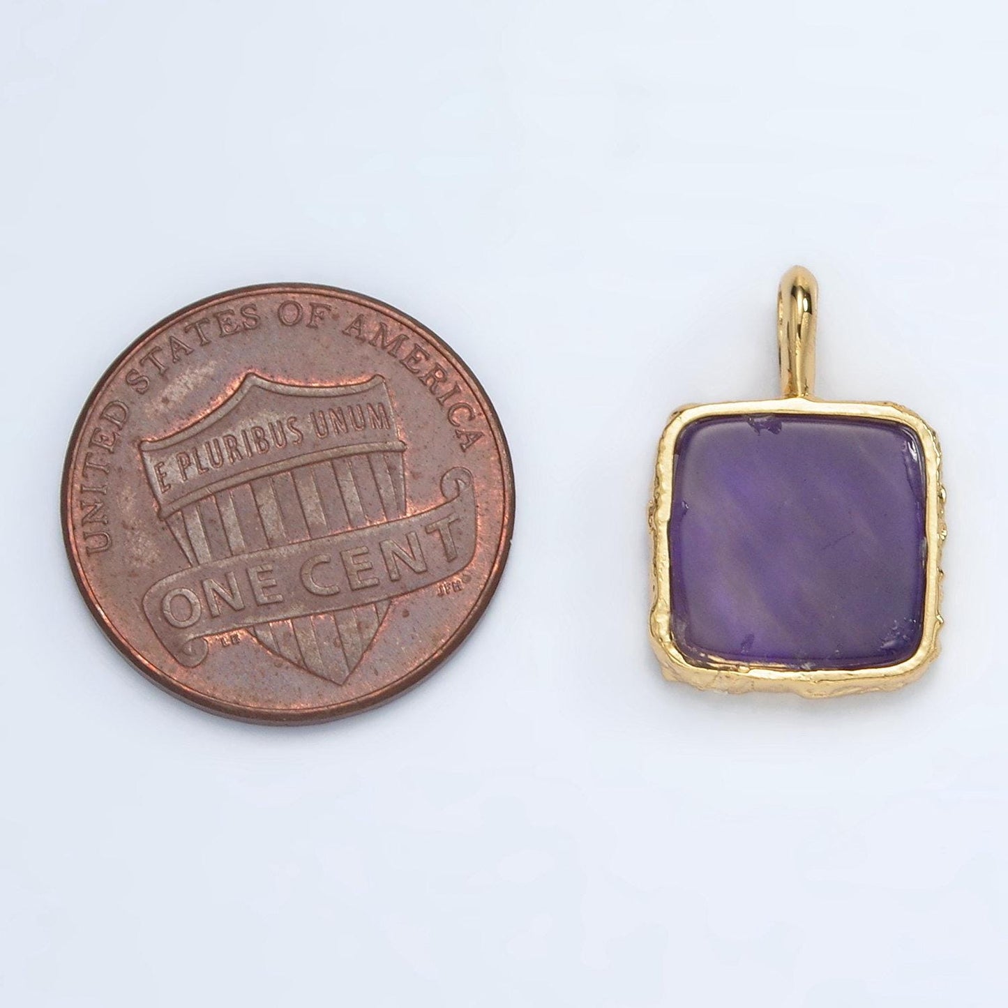 24k gold filled 18mm square natural gemstone pendant | aa1358-aa1364