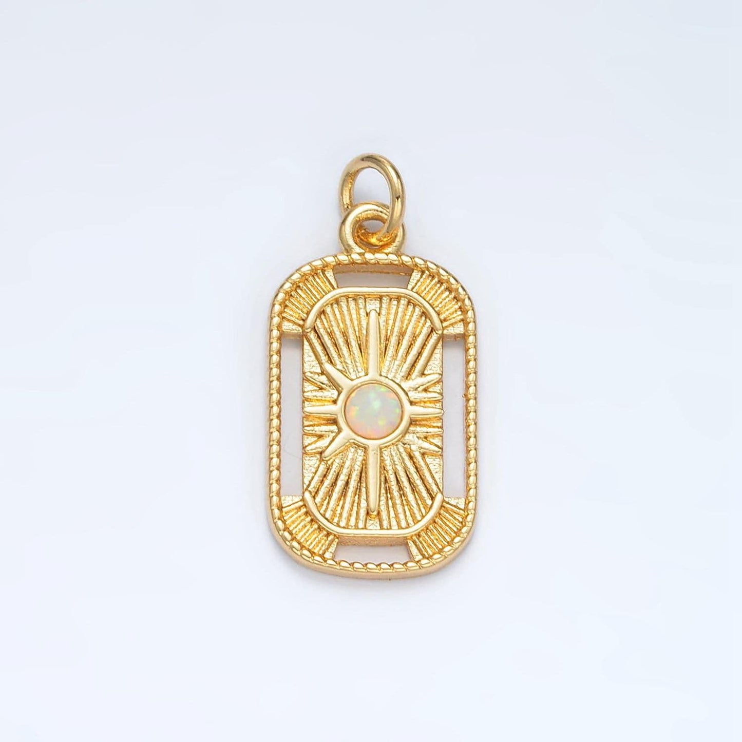 Gold filled starburst open charm with opal | ag-856