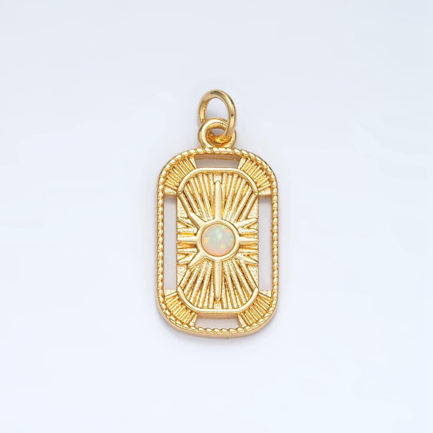 Gold filled starburst open charm with opal | ag-856