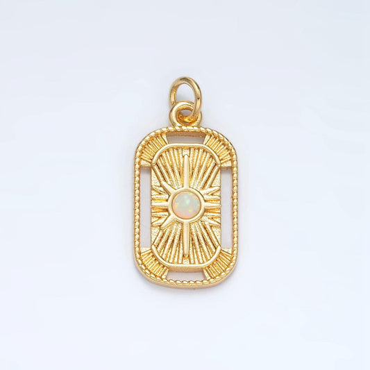 Gold filled starburst open charm with opal | ag-856