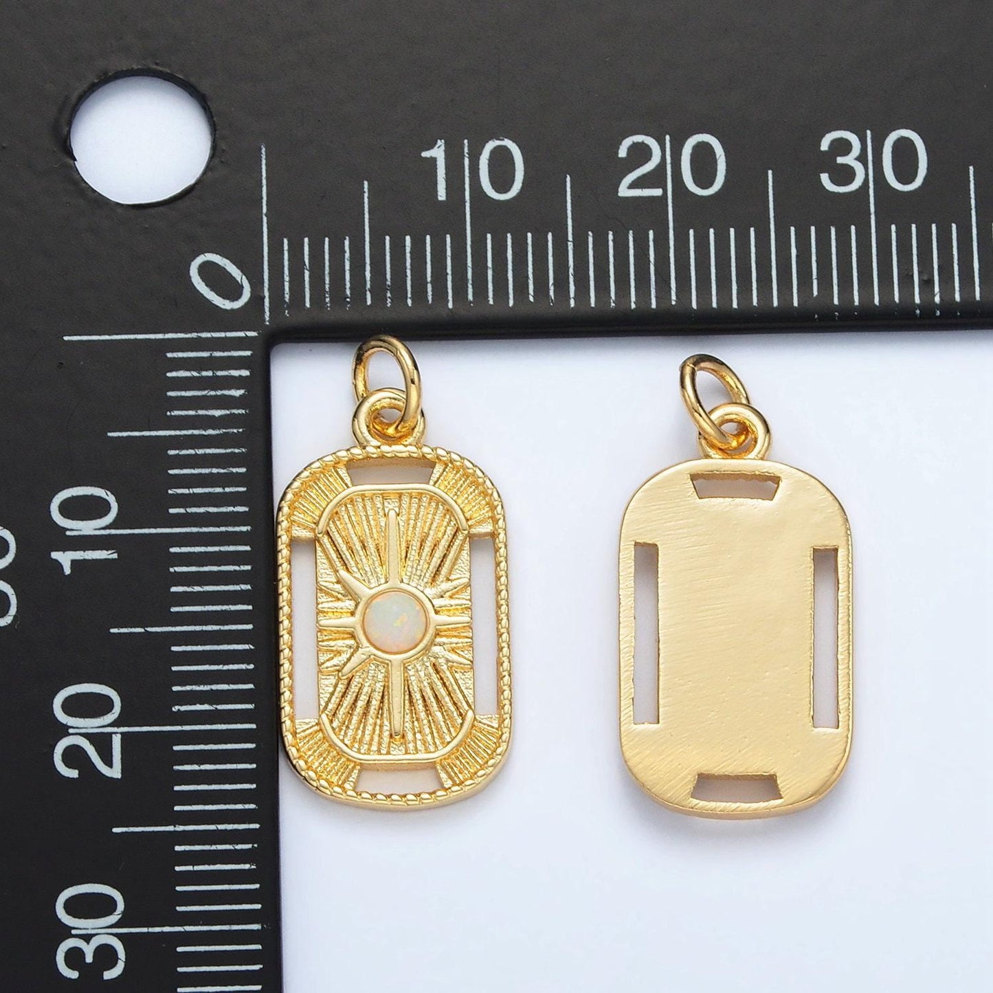 Gold filled starburst open charm with opal | ag-856