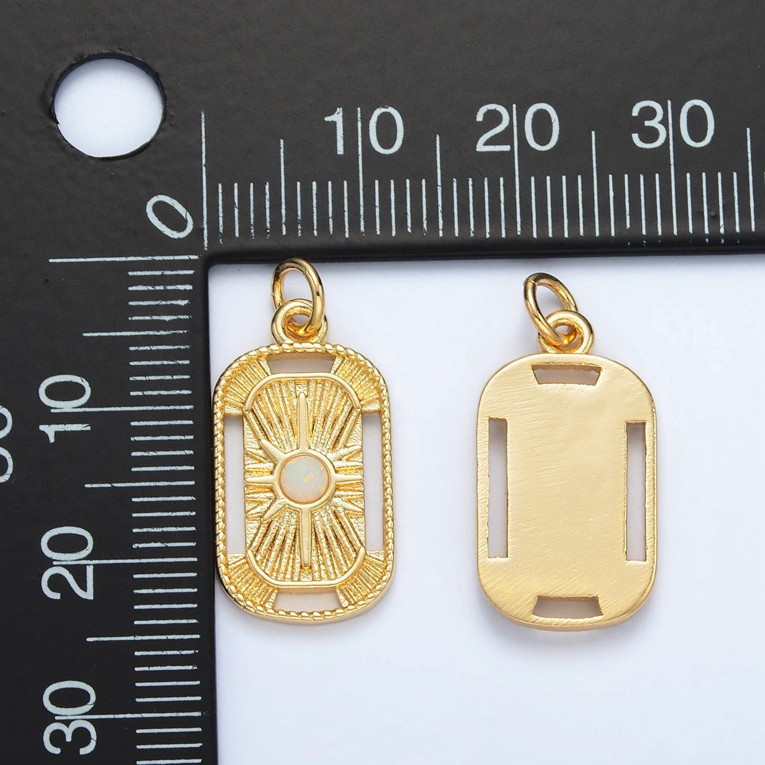 Gold filled starburst open charm with opal | ag-856