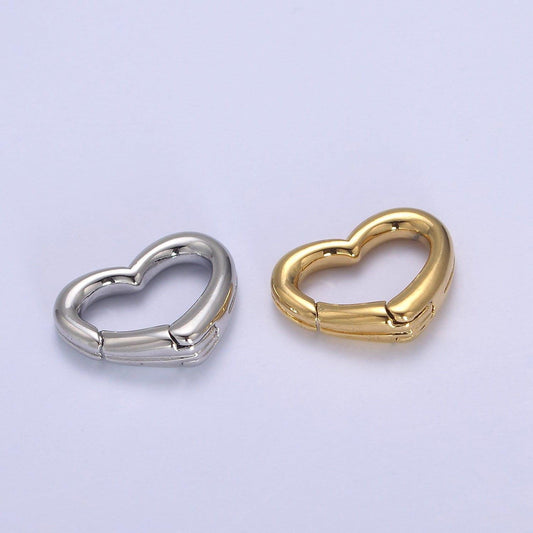 Gold silver spring gate ring heart clasp, push clip clasp, spring gate for jewelry making l-660 l-661