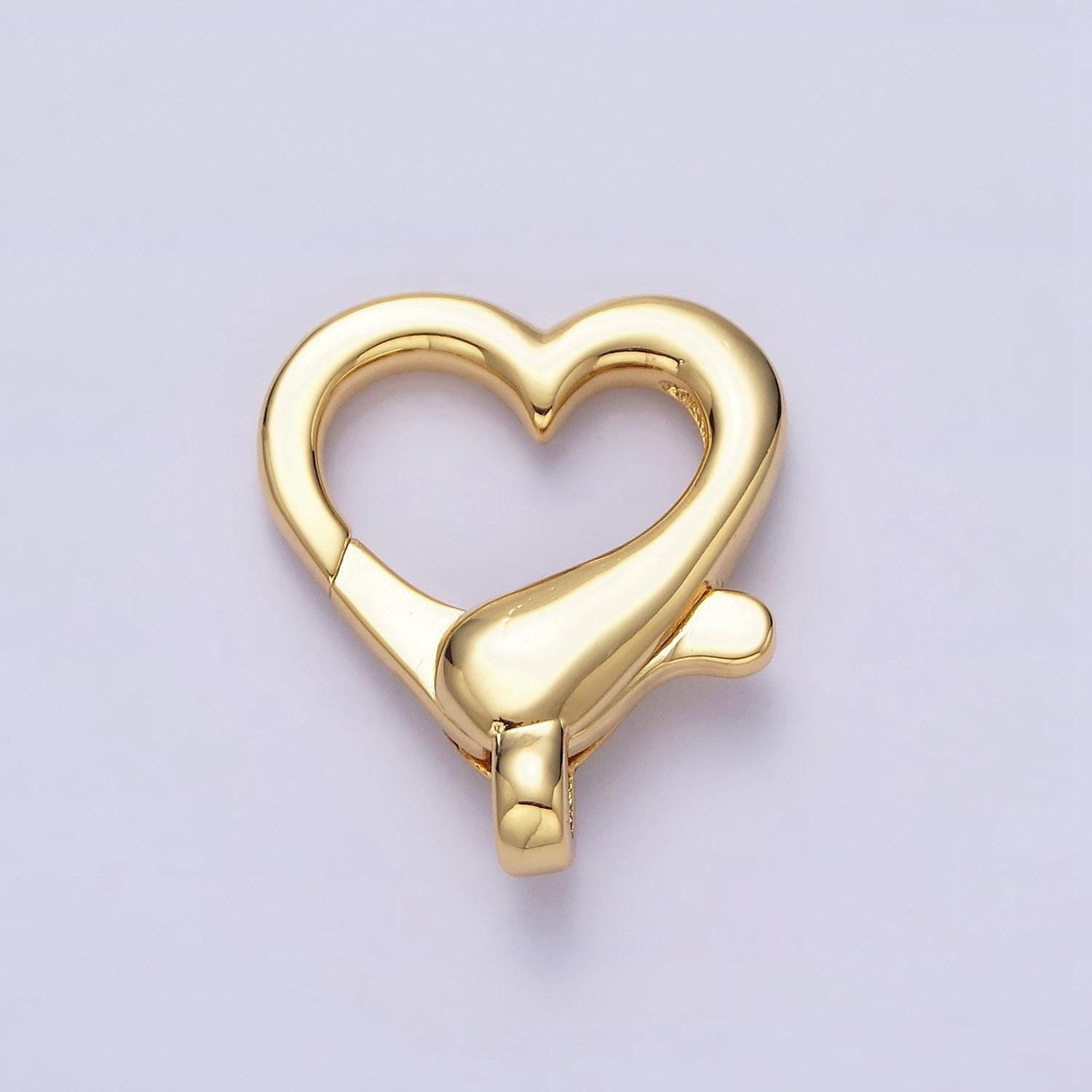 16k gold filled love heart lobster clasp heart trigger clasp – lobster claw for jewelry making supplies | z404